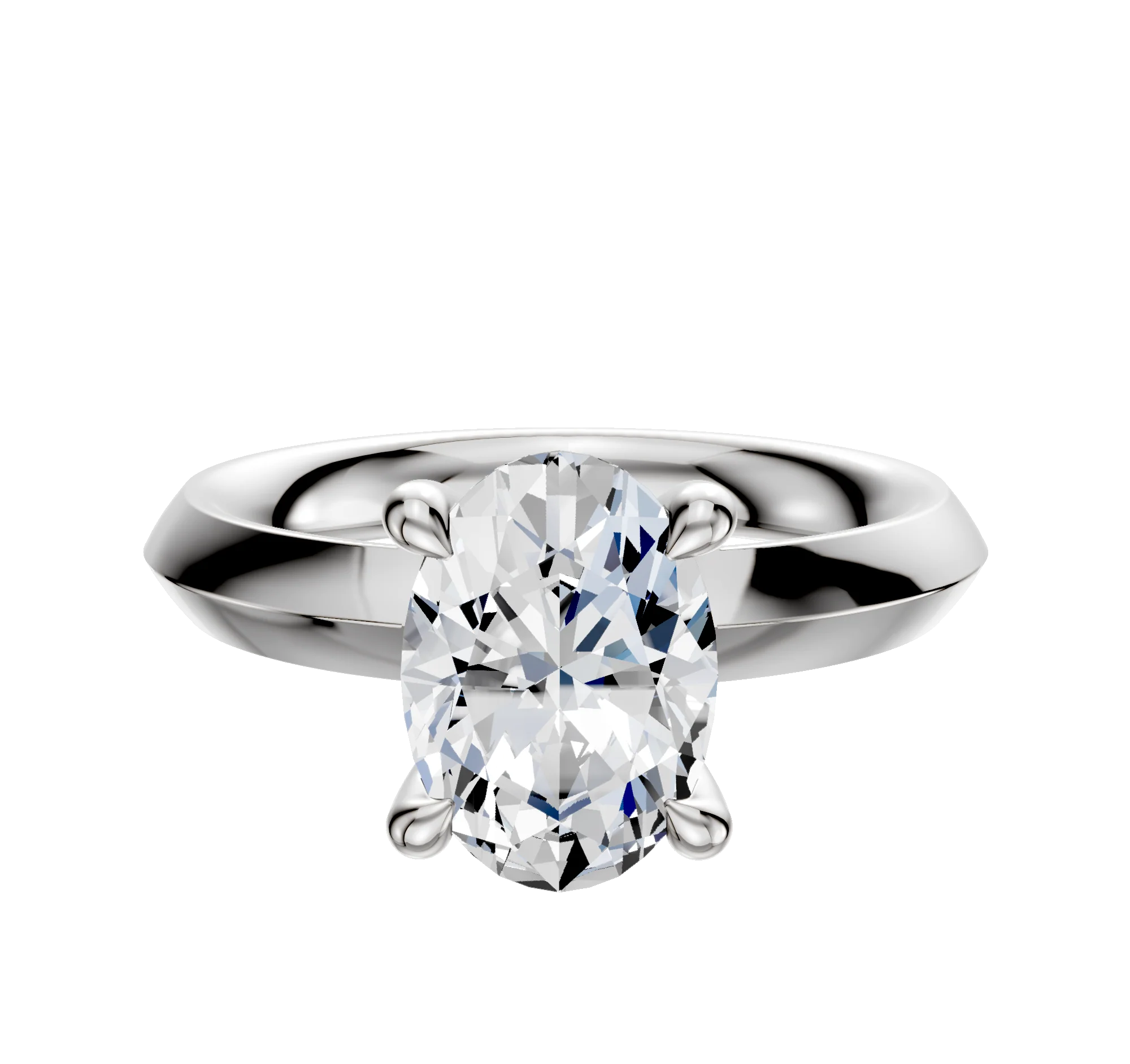 18K White Gold 4 Prong Hidden Halo Classic Knife Edge 3.0mm Engagement Ring