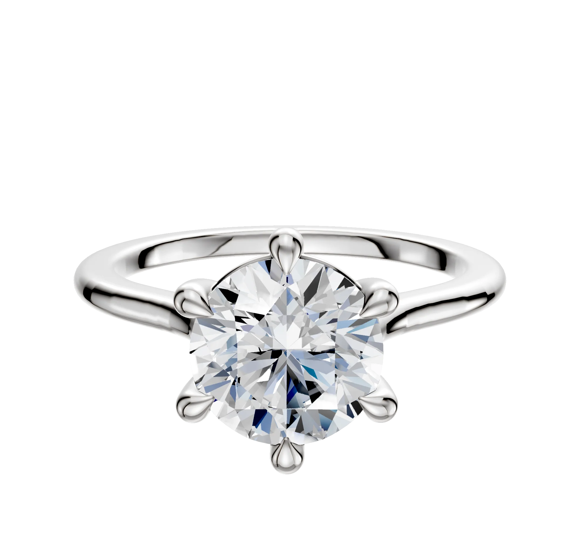 18K White Gold 6 Prong Basket Cathedral Dome 1.5mm Engagement Ring
