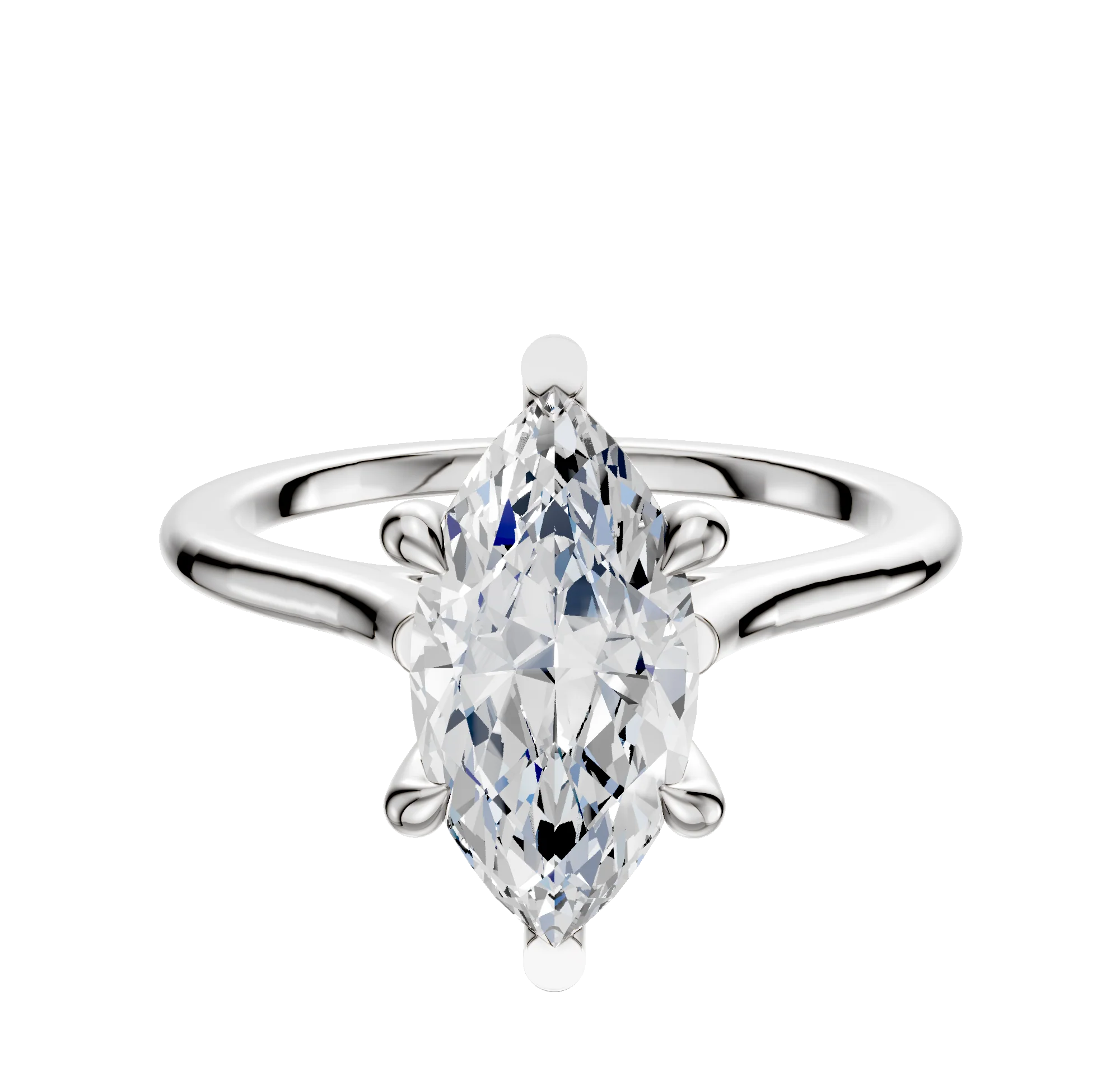18K White Gold 6 Prong Basket Cathedral Dome 1.5mm Engagement Ring