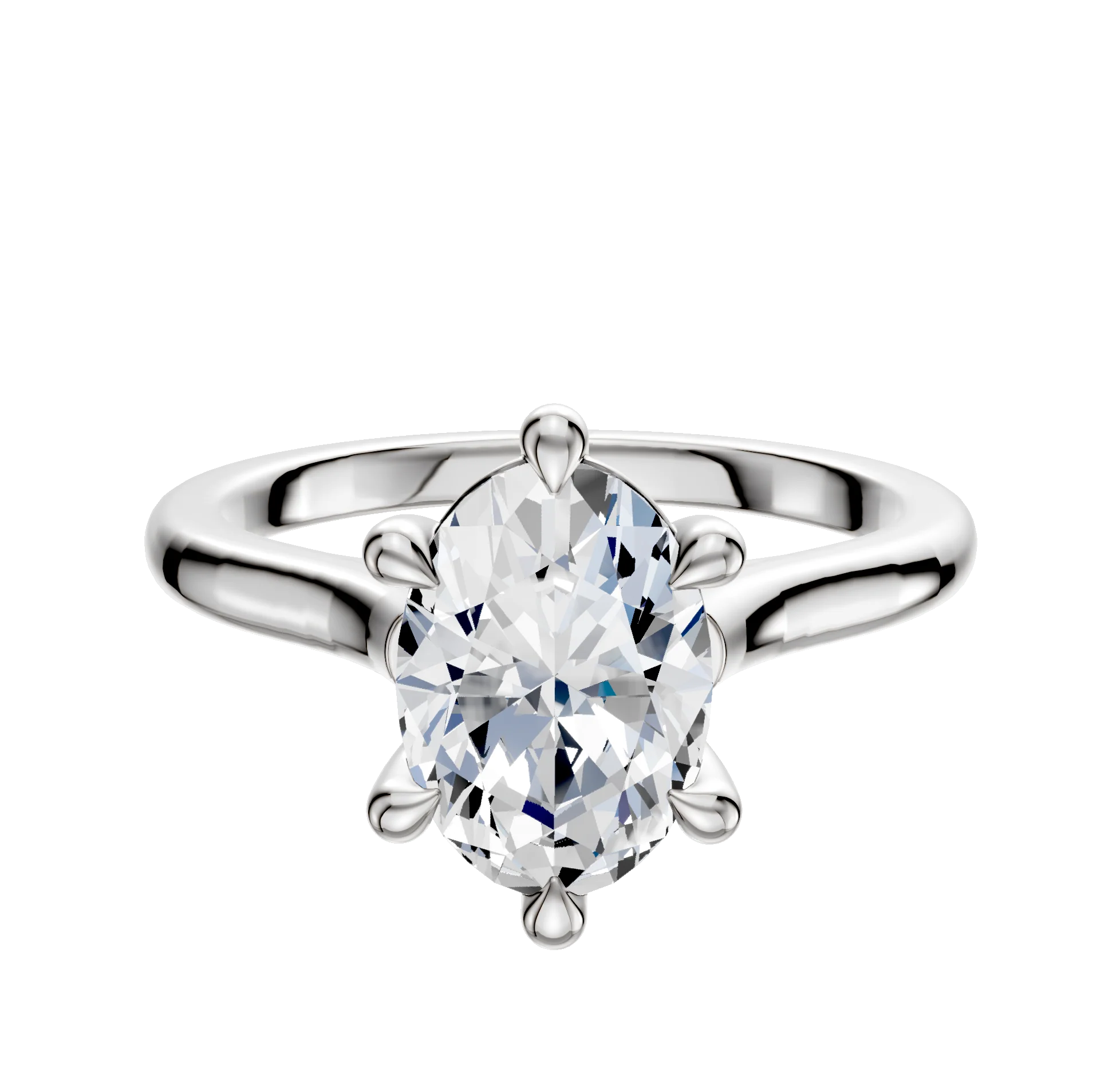 18K White Gold 6 Prong Basket Cathedral Dome 2.0mm Engagement Ring