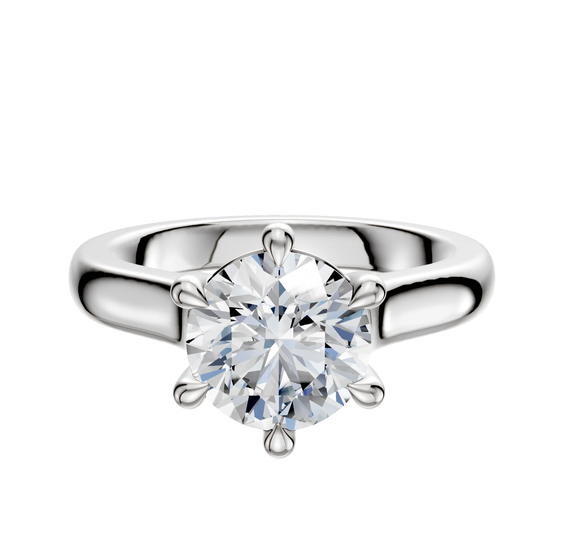18K White Gold 6 Prong Basket Cathedral Dome 3.0mm Engagement Ring