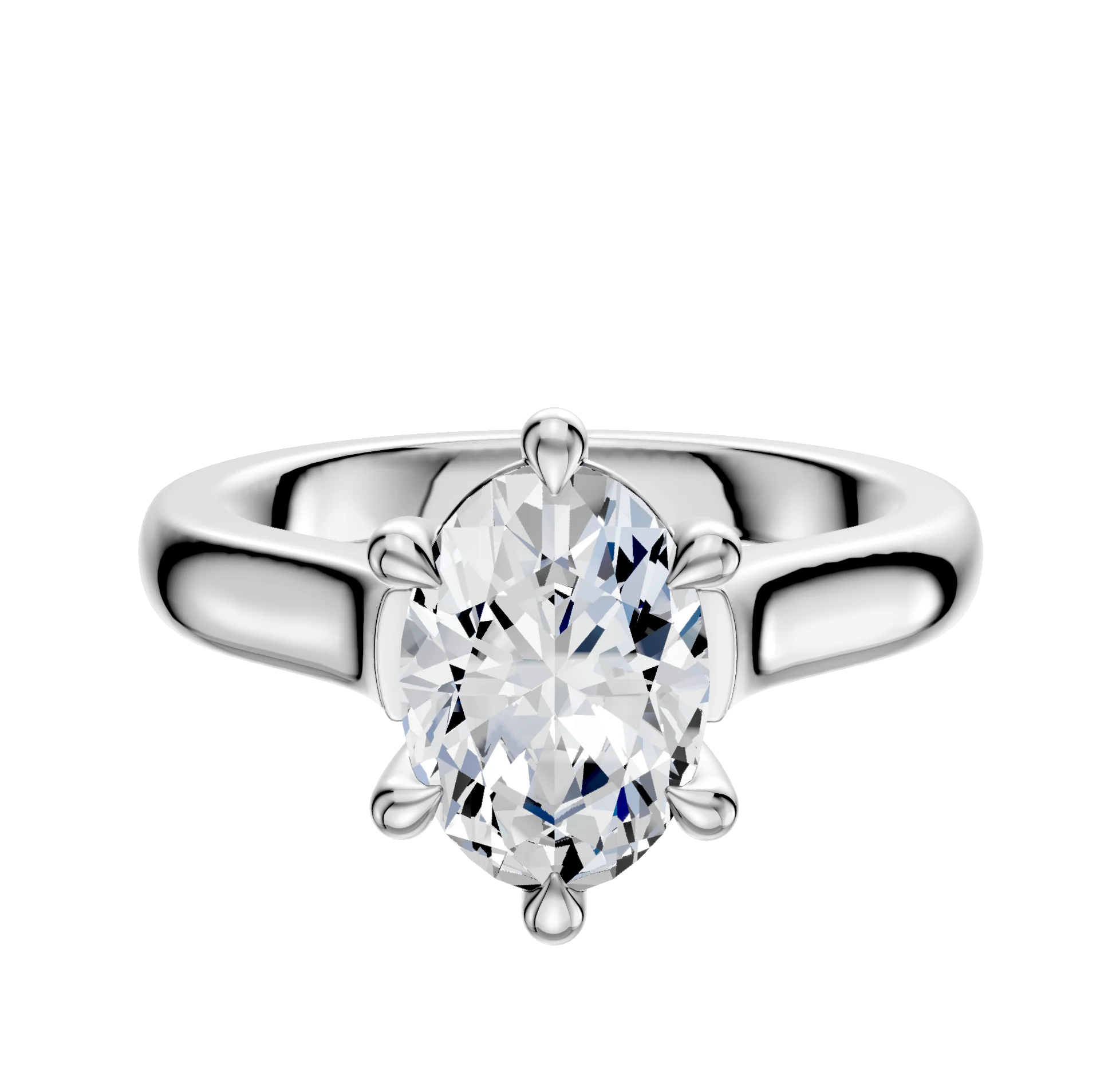 18K White Gold 6 Prong Basket Cathedral Dome 3.0mm Engagement Ring