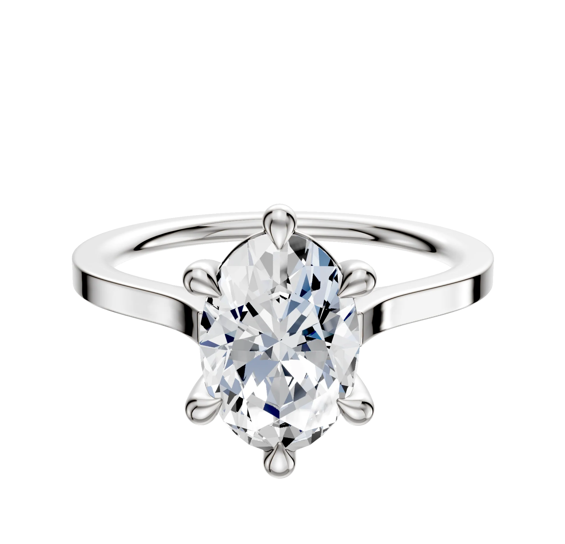 18K White Gold 6 Prong Basket Cathedral Flat 1.5mm Engagement Ring
