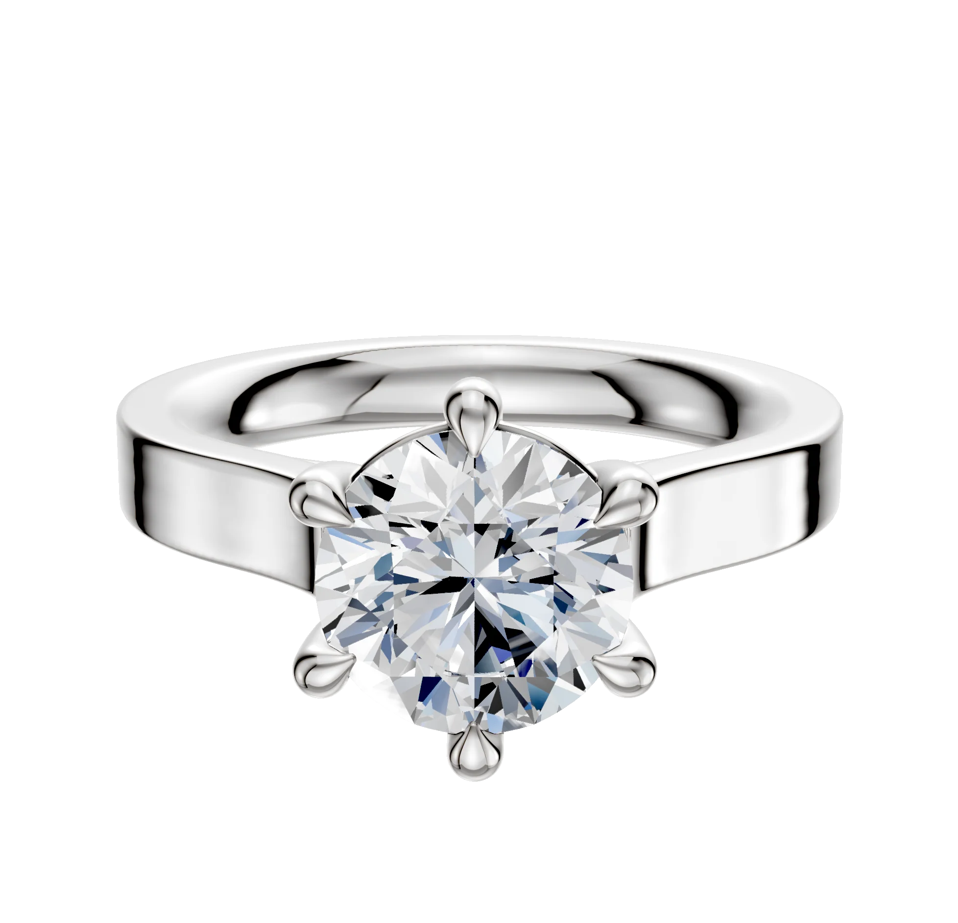 18K White Gold 6 Prong Basket Cathedral Flat 3.0mm Engagement Ring