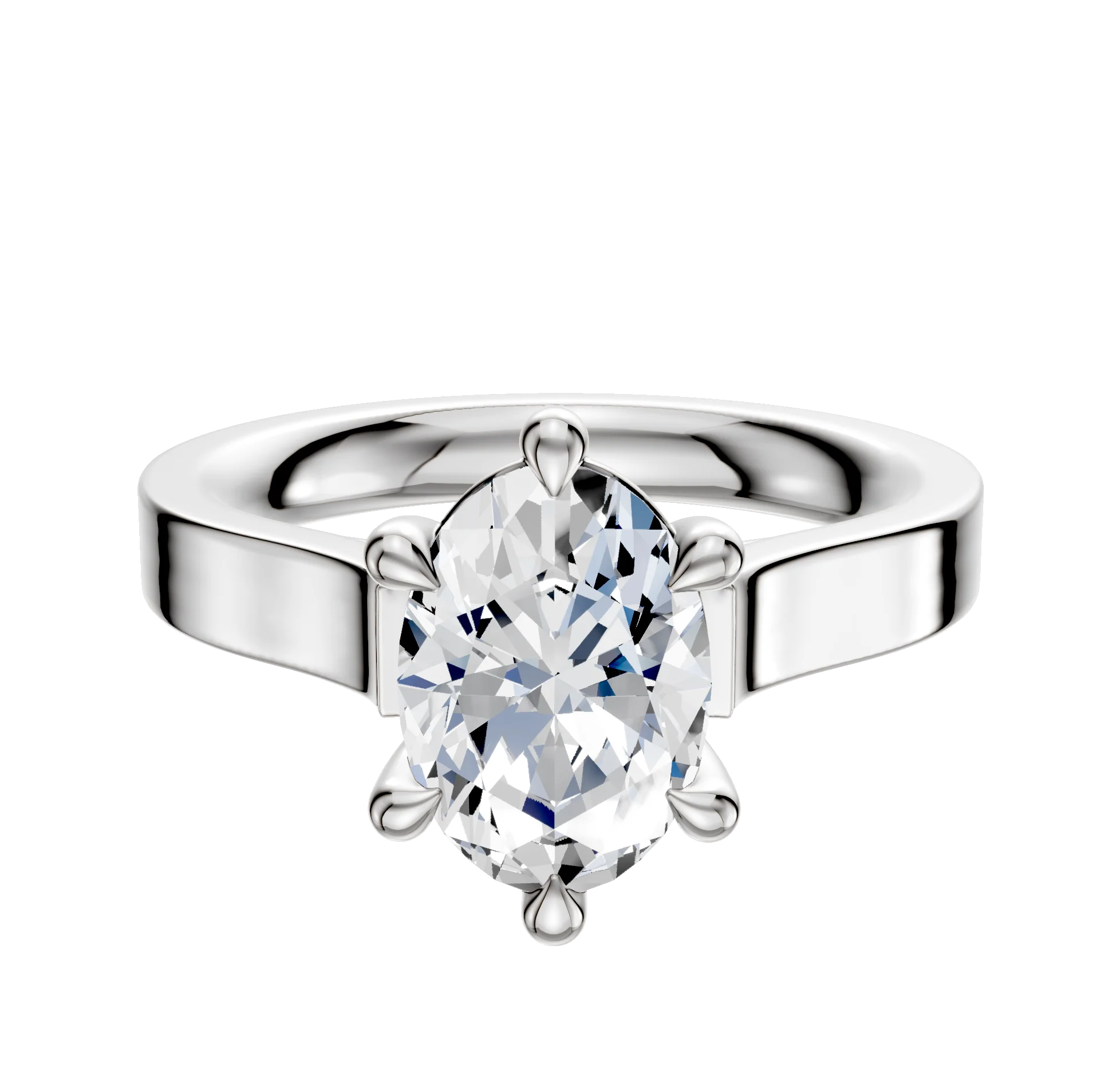 18K White Gold 6 Prong Basket Cathedral Flat 3.0mm Engagement Ring