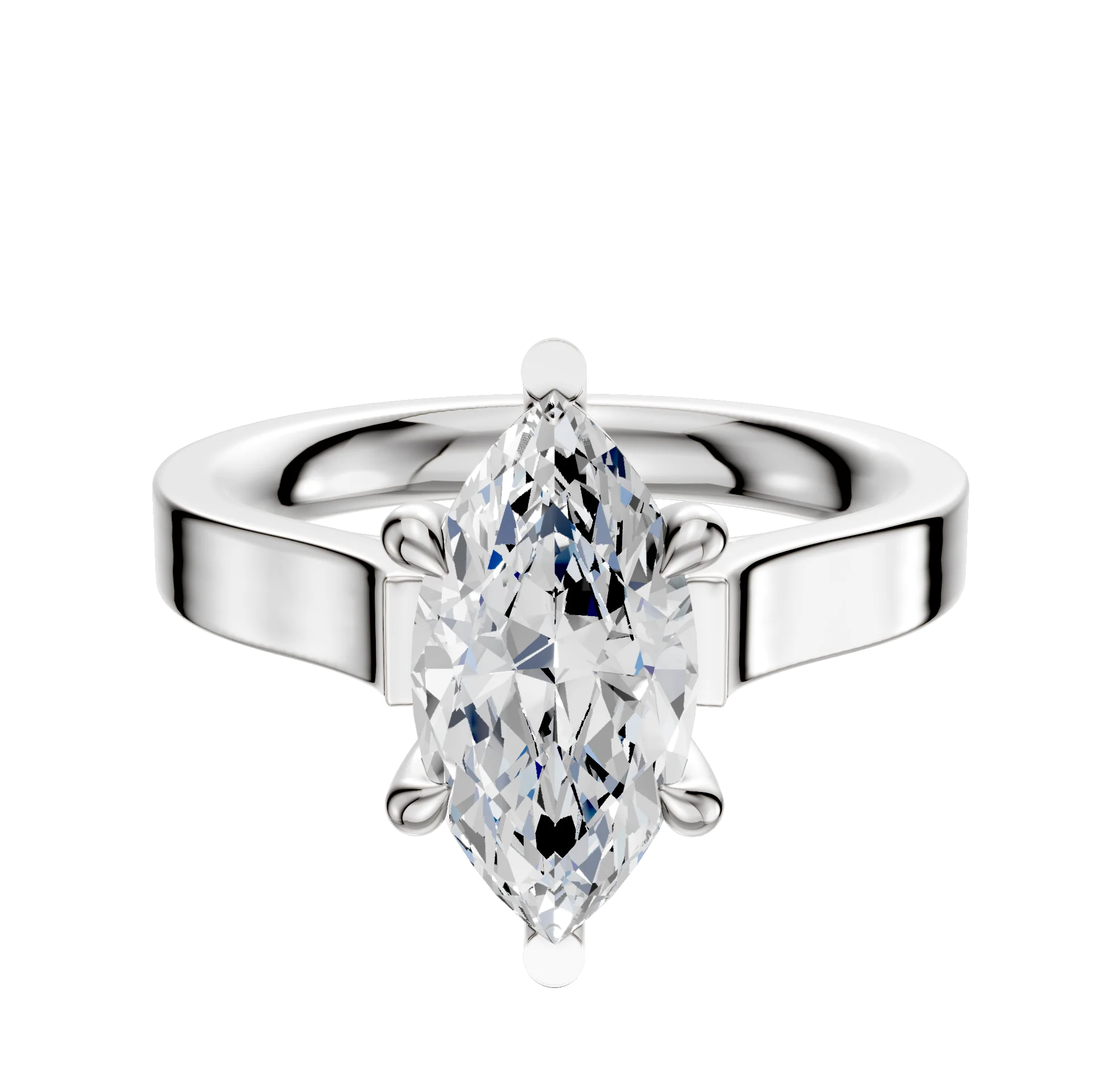 18K White Gold 6 Prong Basket Cathedral Flat 3.0mm Engagement Ring