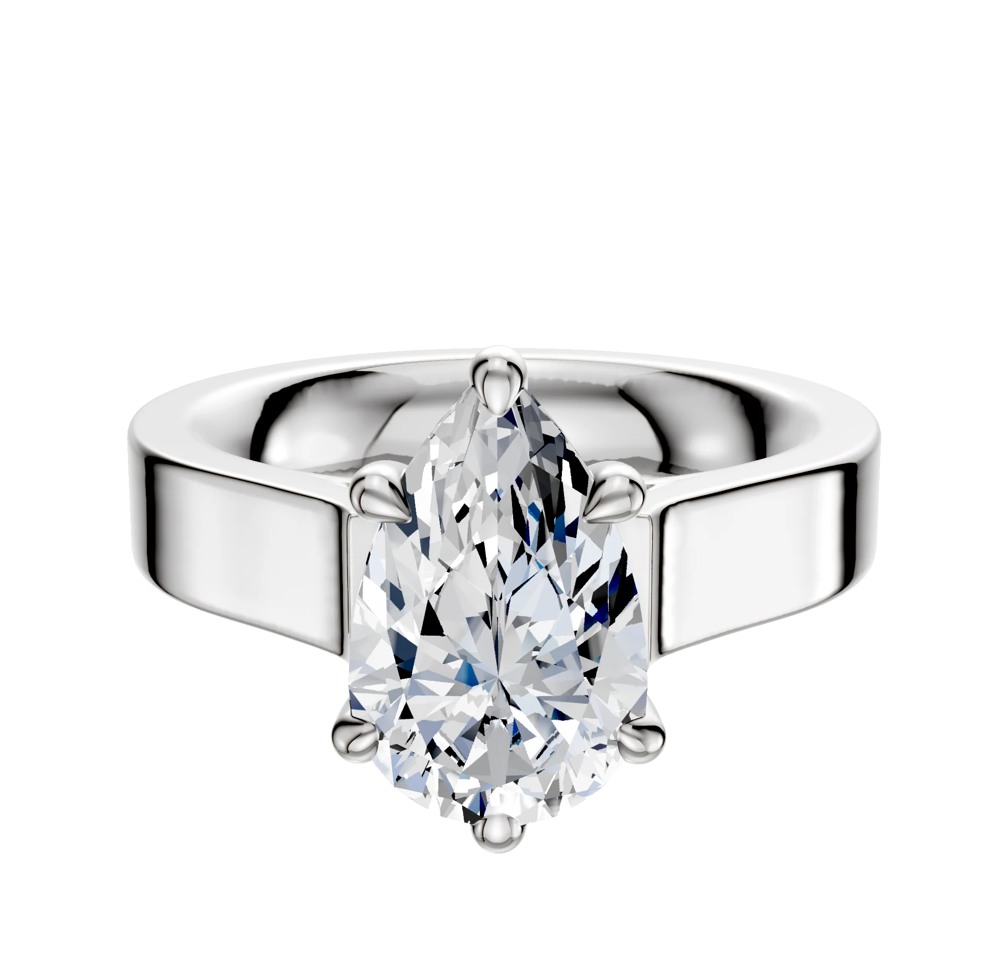 18K White Gold 6 Prong Basket Cathedral Flat 4.0mm Engagement Ring