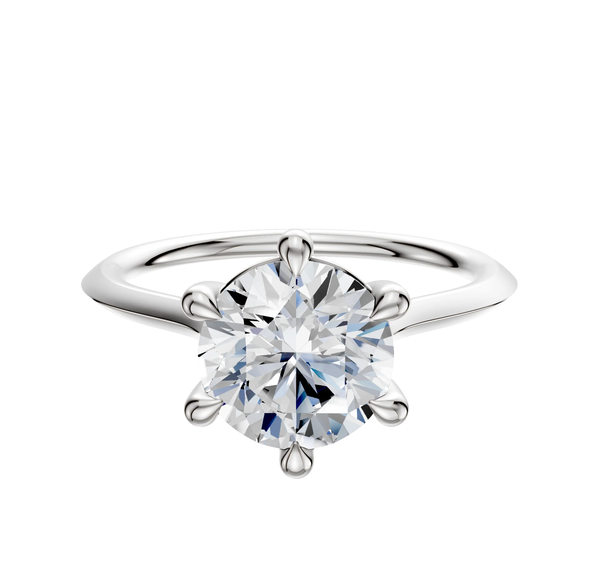 18K White Gold 6 Prong Basket Cathedral Knife Edge 1.5mm Engagement Ring