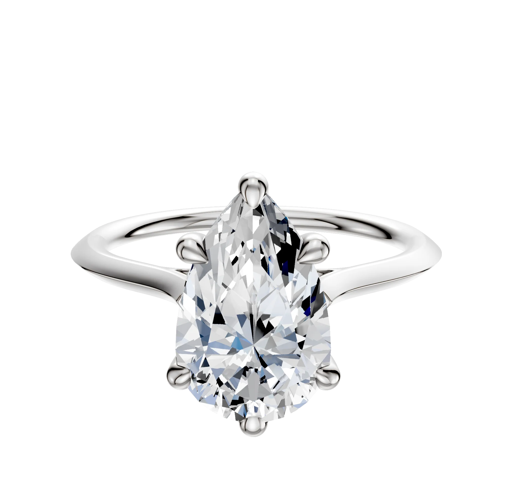 18K White Gold 6 Prong Basket Cathedral Knife Edge 1.5mm Engagement Ring