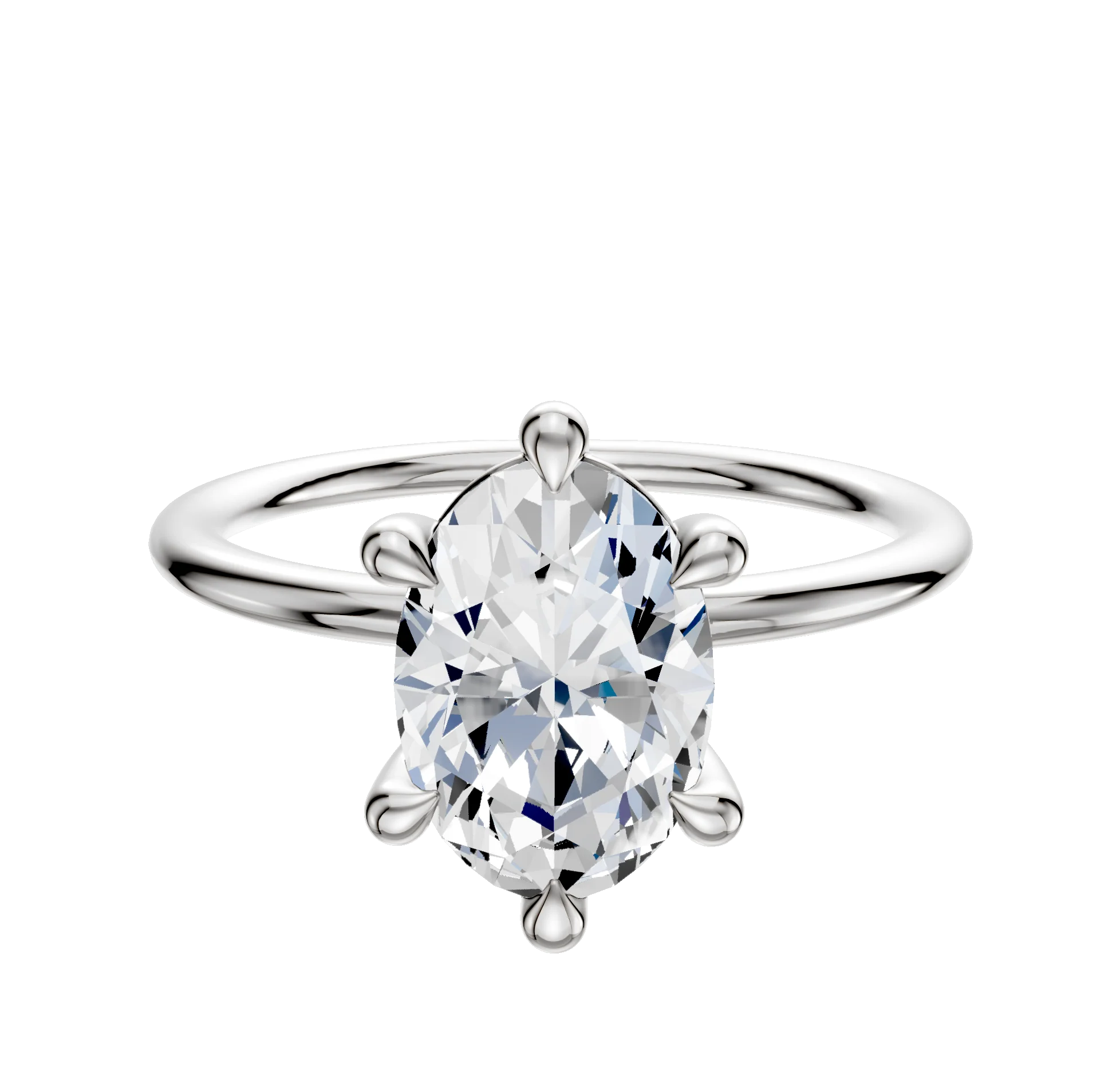 18K White Gold 6 Prong Basket Classic Dome 1.5mm Engagement Ring