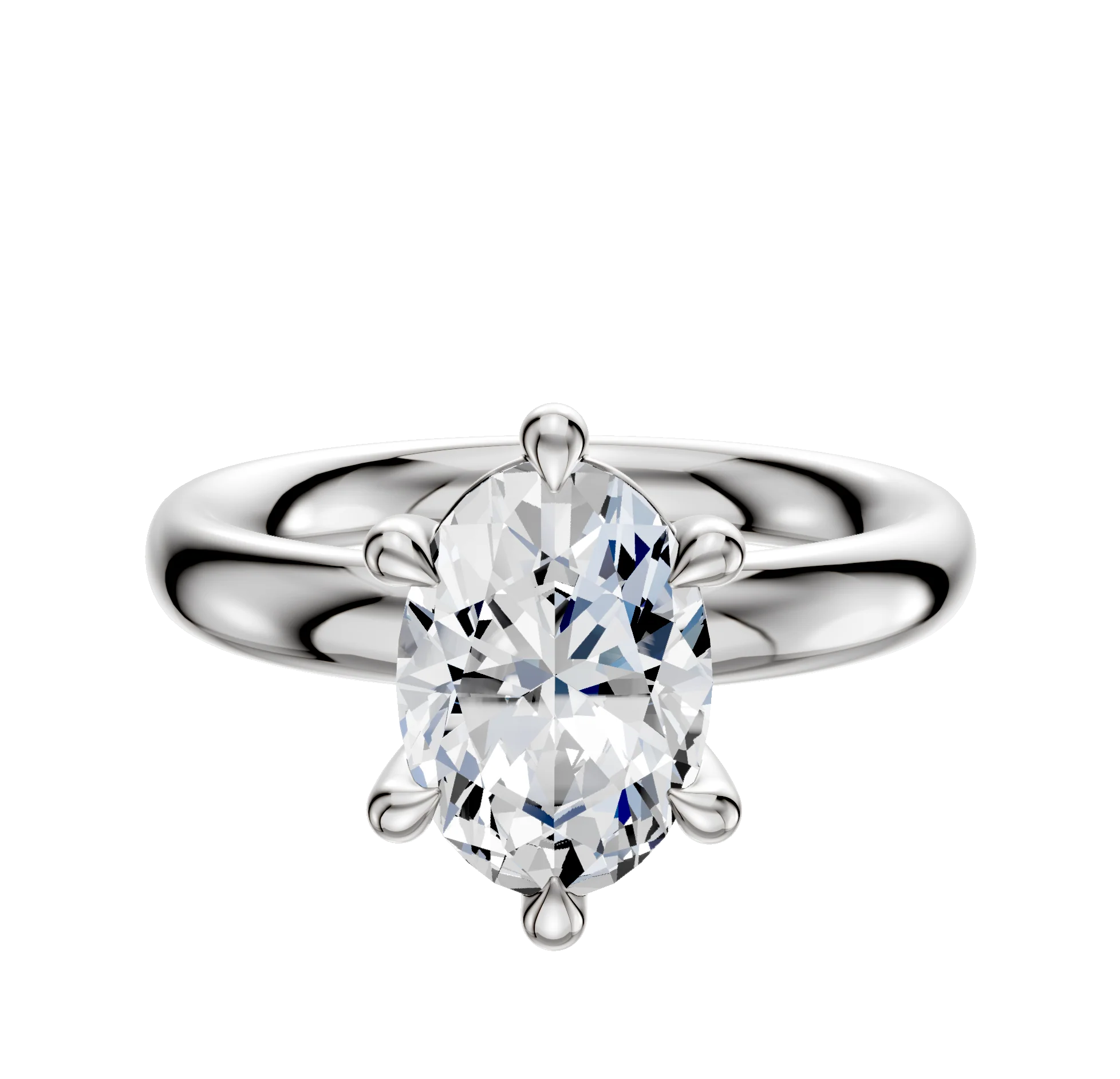 18K White Gold 6 Prong Basket Classic Dome 3.0mm Engagement Ring