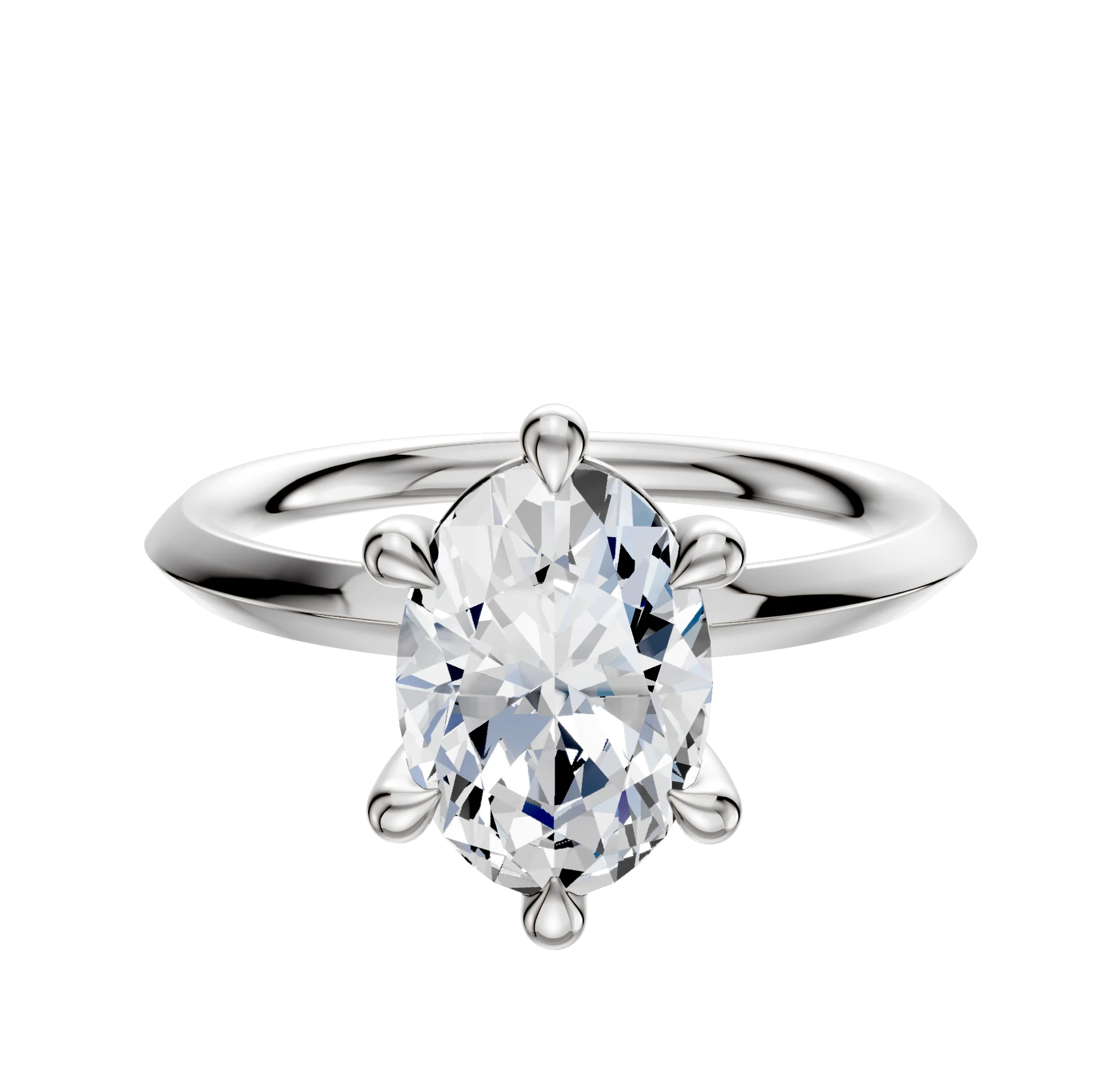 18K White Gold 6 Prong Basket Classic Knife Edge 2.0mm Engagement Ring