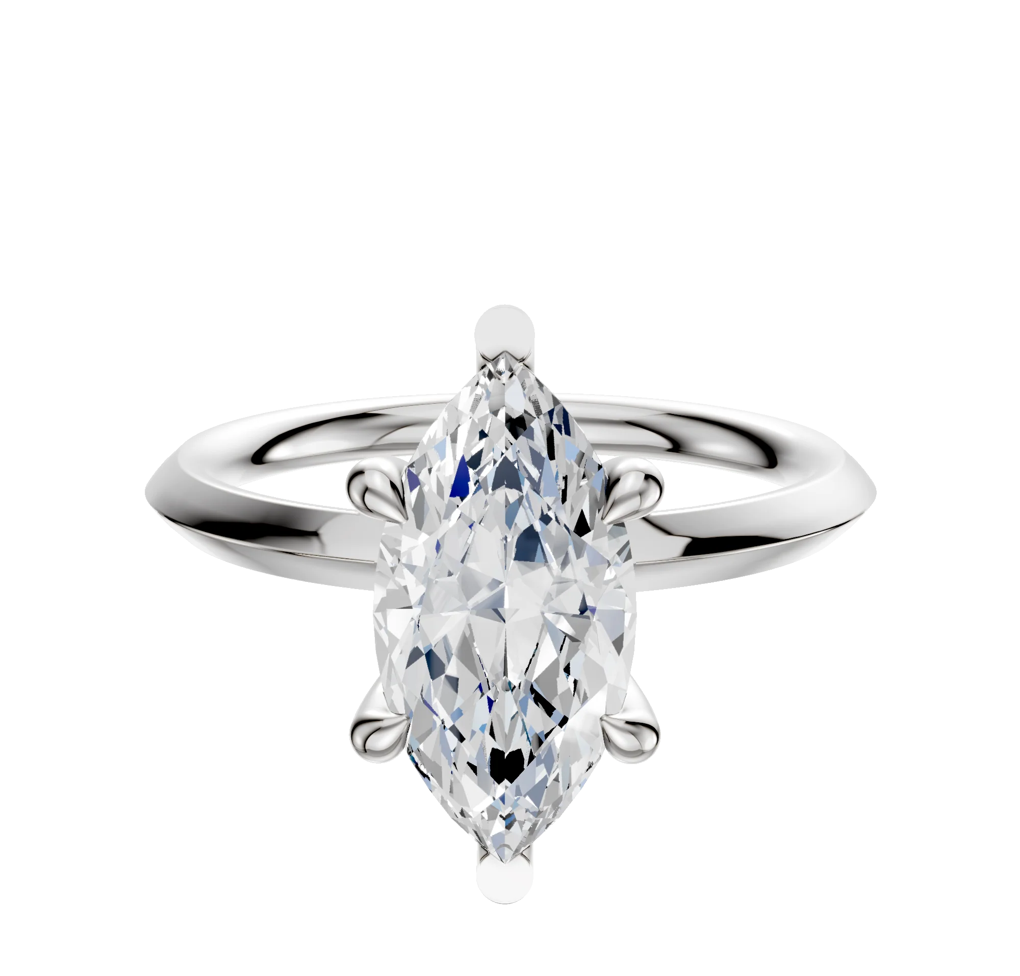 18K White Gold 6 Prong Basket Classic Knife Edge 2.0mm Engagement Ring