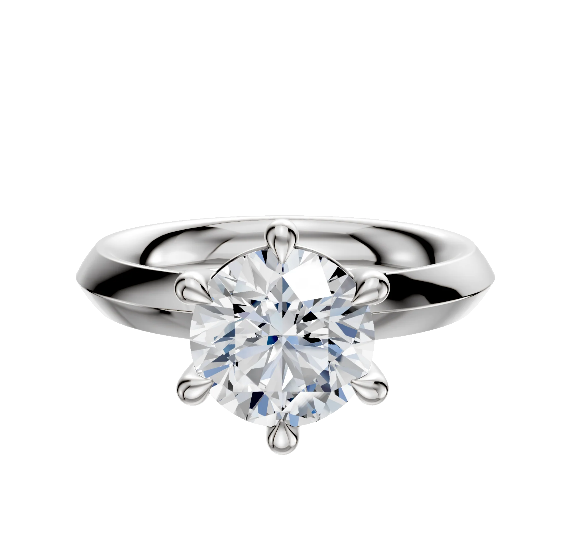 18K White Gold 6 Prong Basket Classic Knife Edge 3.0mm Engagement Ring