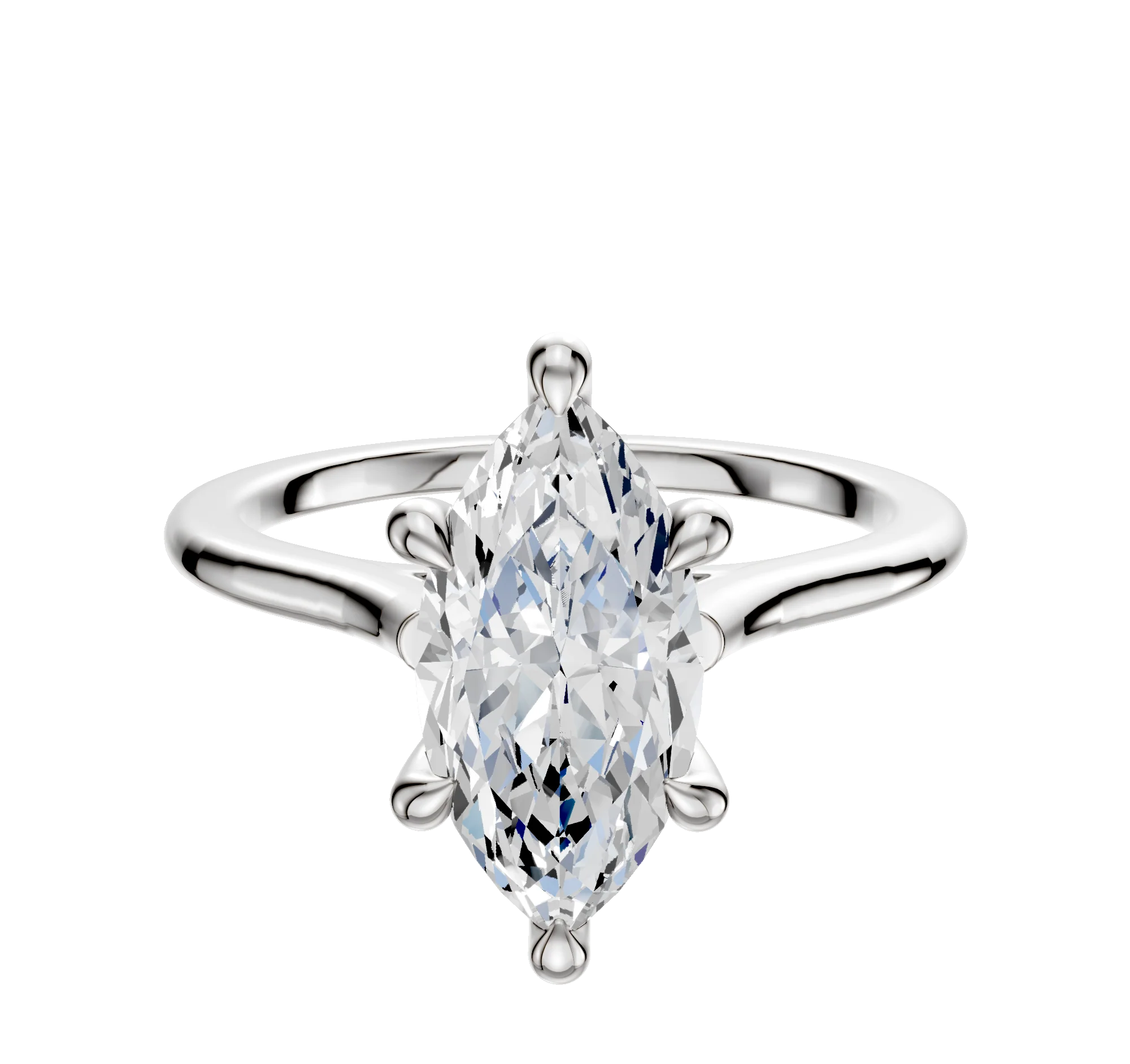 18K White Gold 6 Prong Hidden Halo Cathedral Dome 1.5mm Engagement Ring