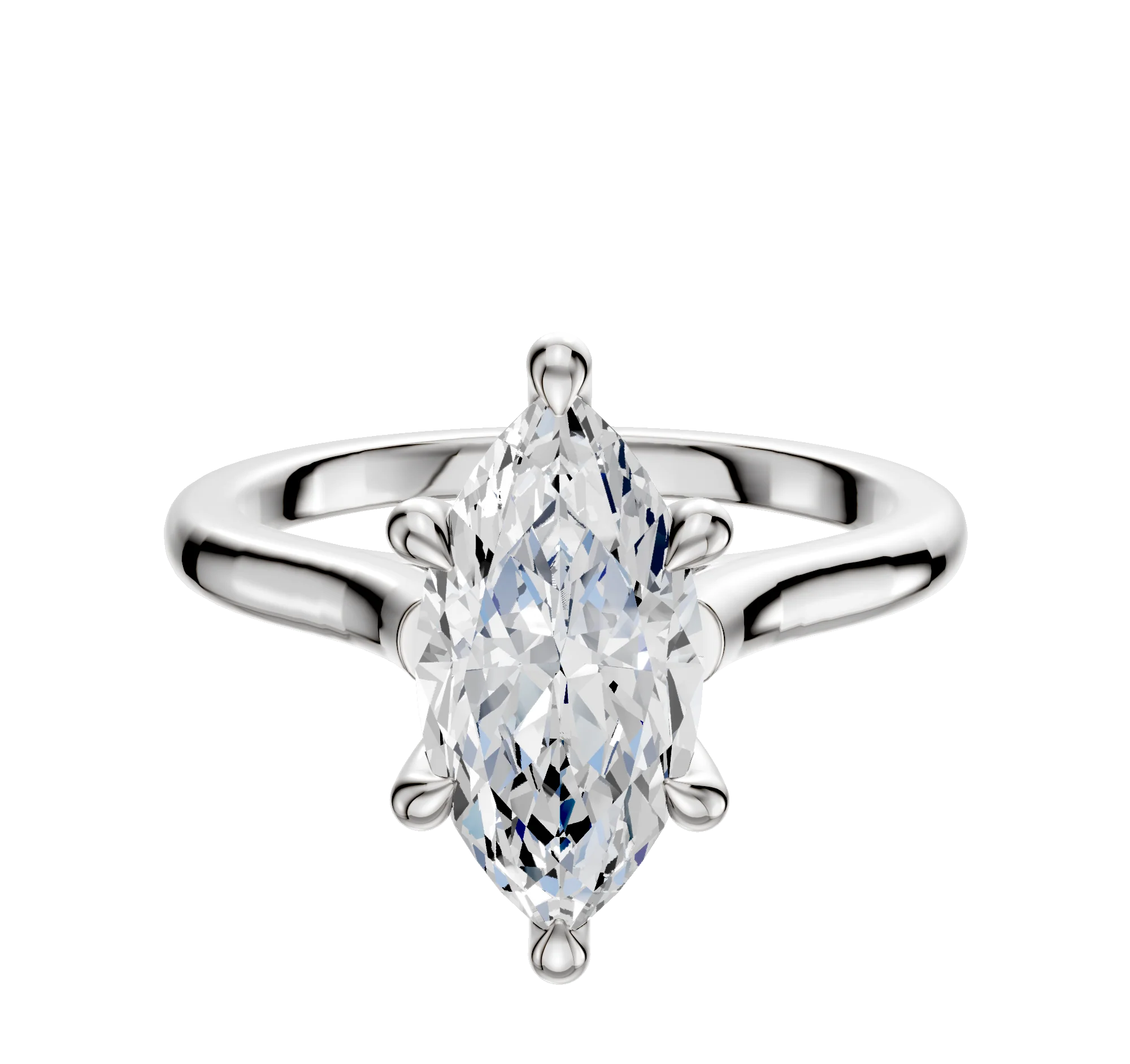 18K White Gold 6 Prong Hidden Halo Cathedral Dome 2.0mm Engagement Ring