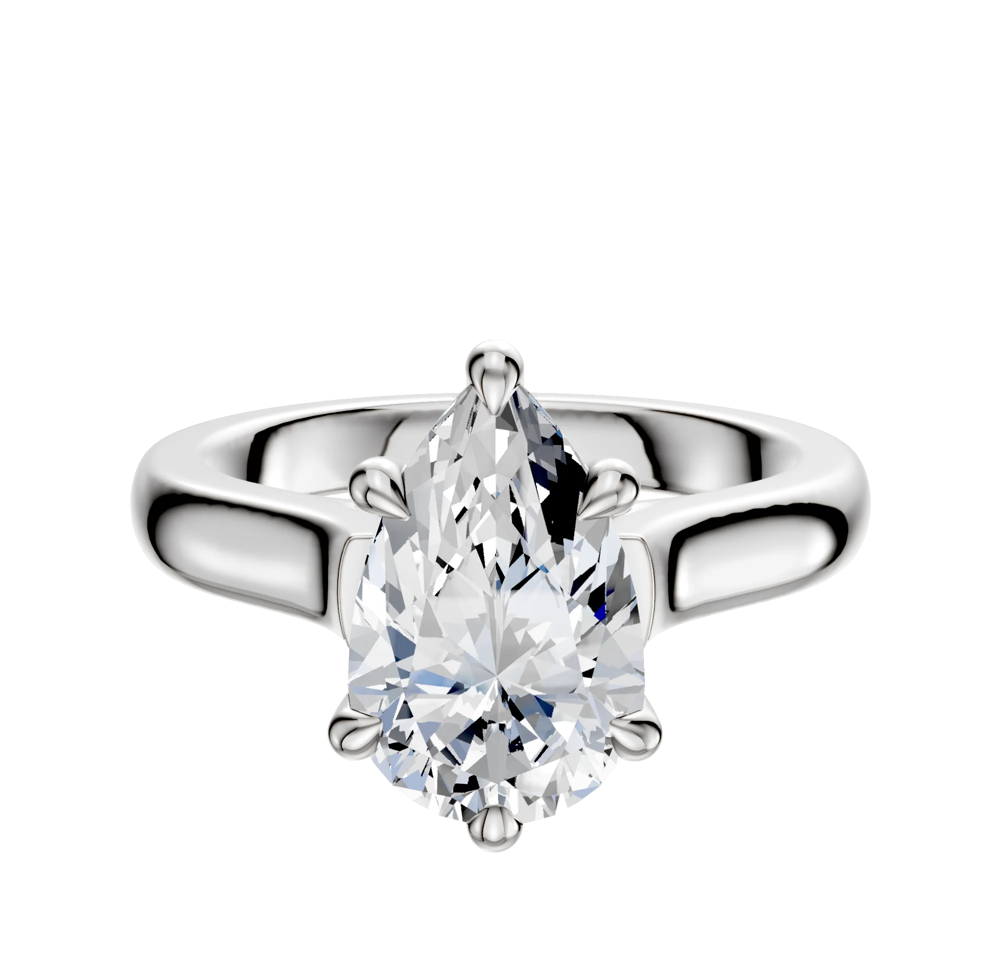 18K White Gold 6 Prong Hidden Halo Cathedral Dome 3.0mm Engagement Ring