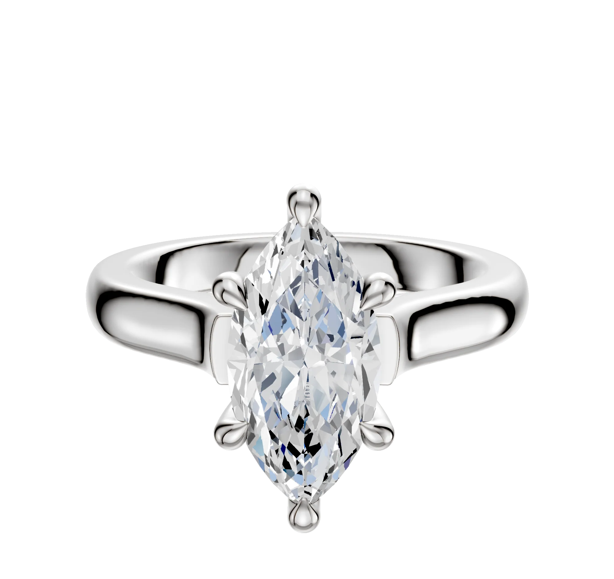 18K White Gold 6 Prong Hidden Halo Cathedral Dome 3.0mm Engagement Ring