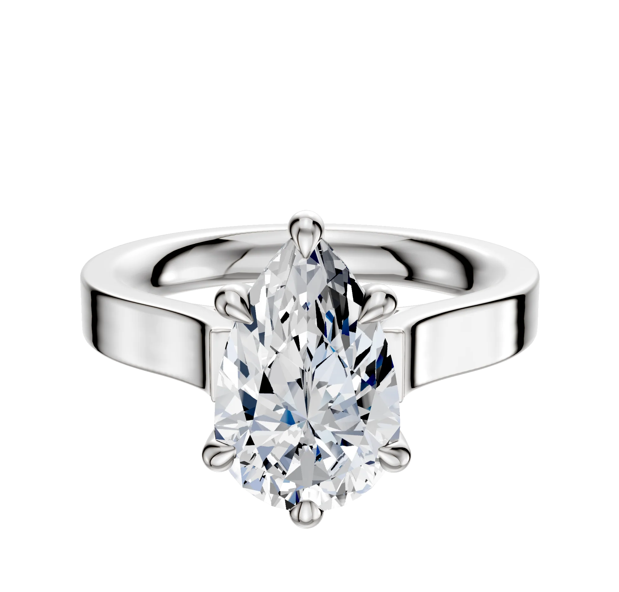 18K White Gold 6 Prong Hidden Halo Cathedral Flat 3.0mm Engagement Ring
