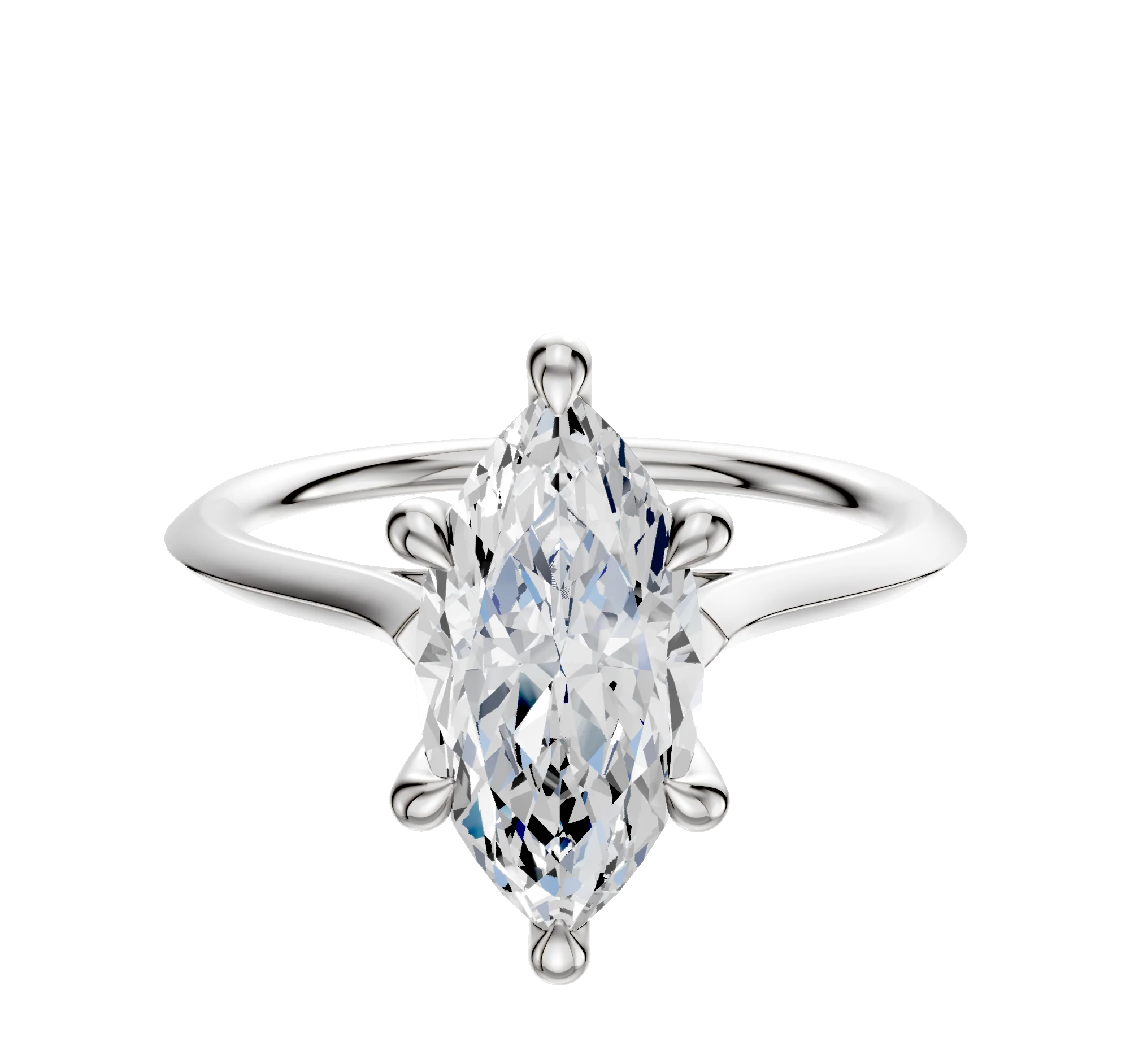 18K White Gold 6 Prong Hidden Halo Cathedral Knife Edge 1.5mm Engagement Ring