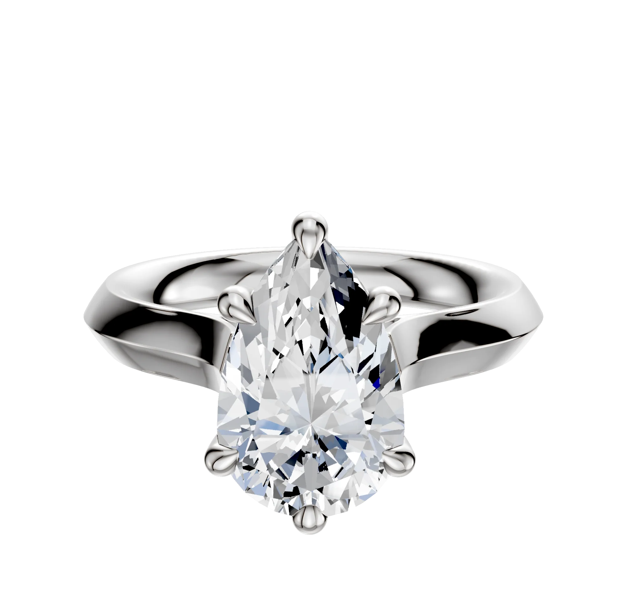 18K White Gold 6 Prong Hidden Halo Cathedral Knife Edge 3.0mm Engagement Ring