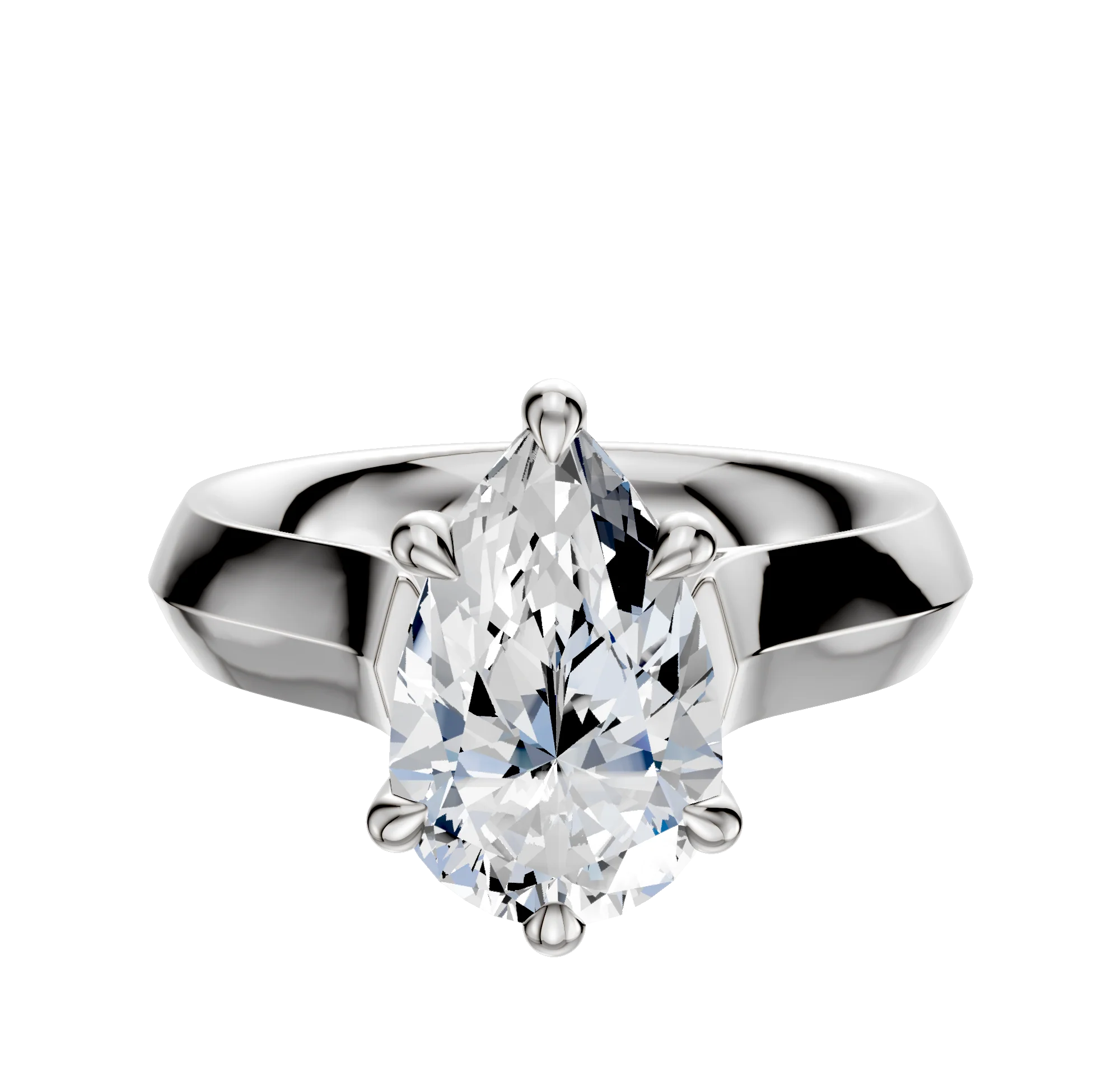 18K White Gold 6 Prong Hidden Halo Cathedral Knife Edge 4.0mm Engagement Ring