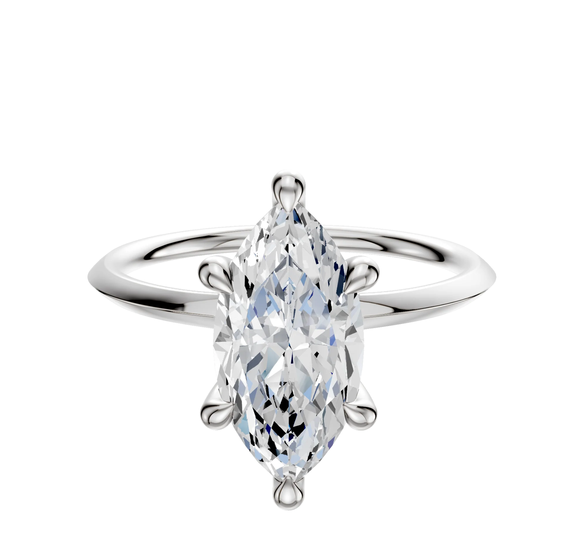 18K White Gold 6 Prong Hidden Halo Classic Knife Edge 1.5mm Engagement Ring
