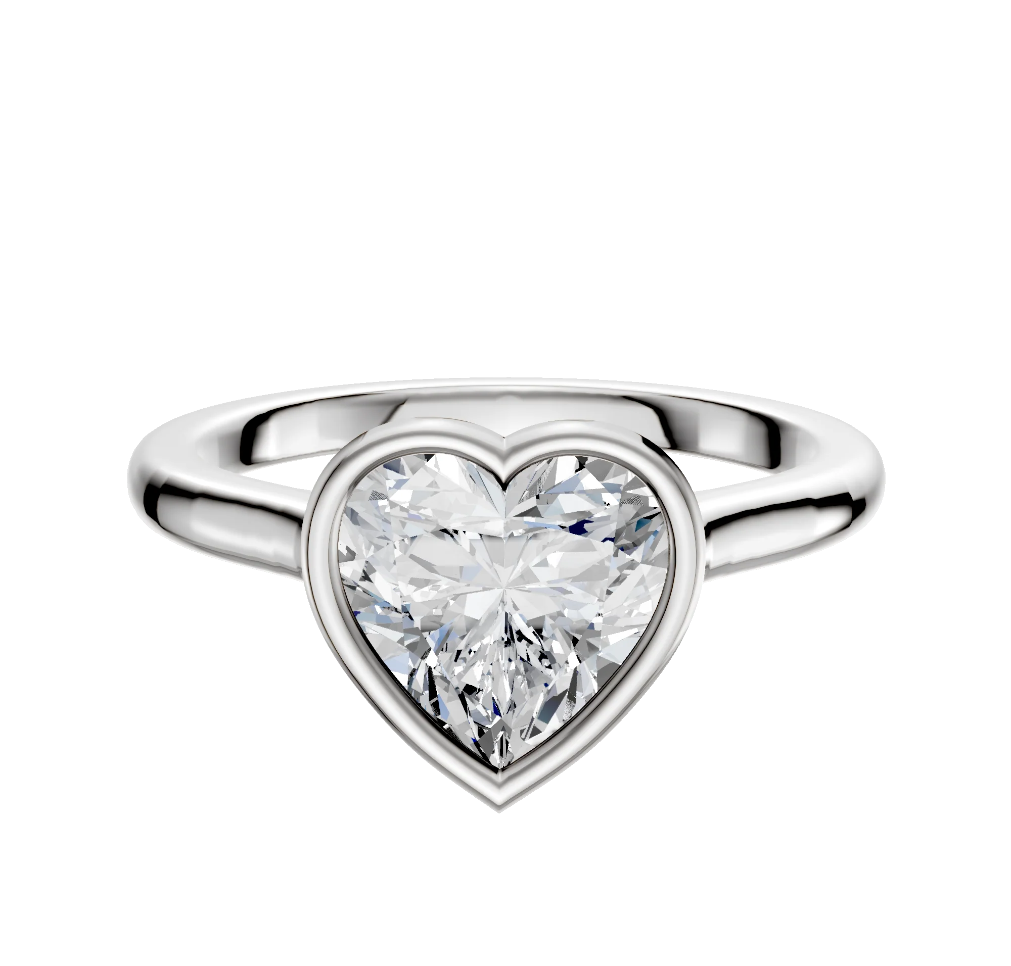 18K White Gold Bezel Full Bezel East/West Cathedral Dome 2.0mm Engagement Ring
