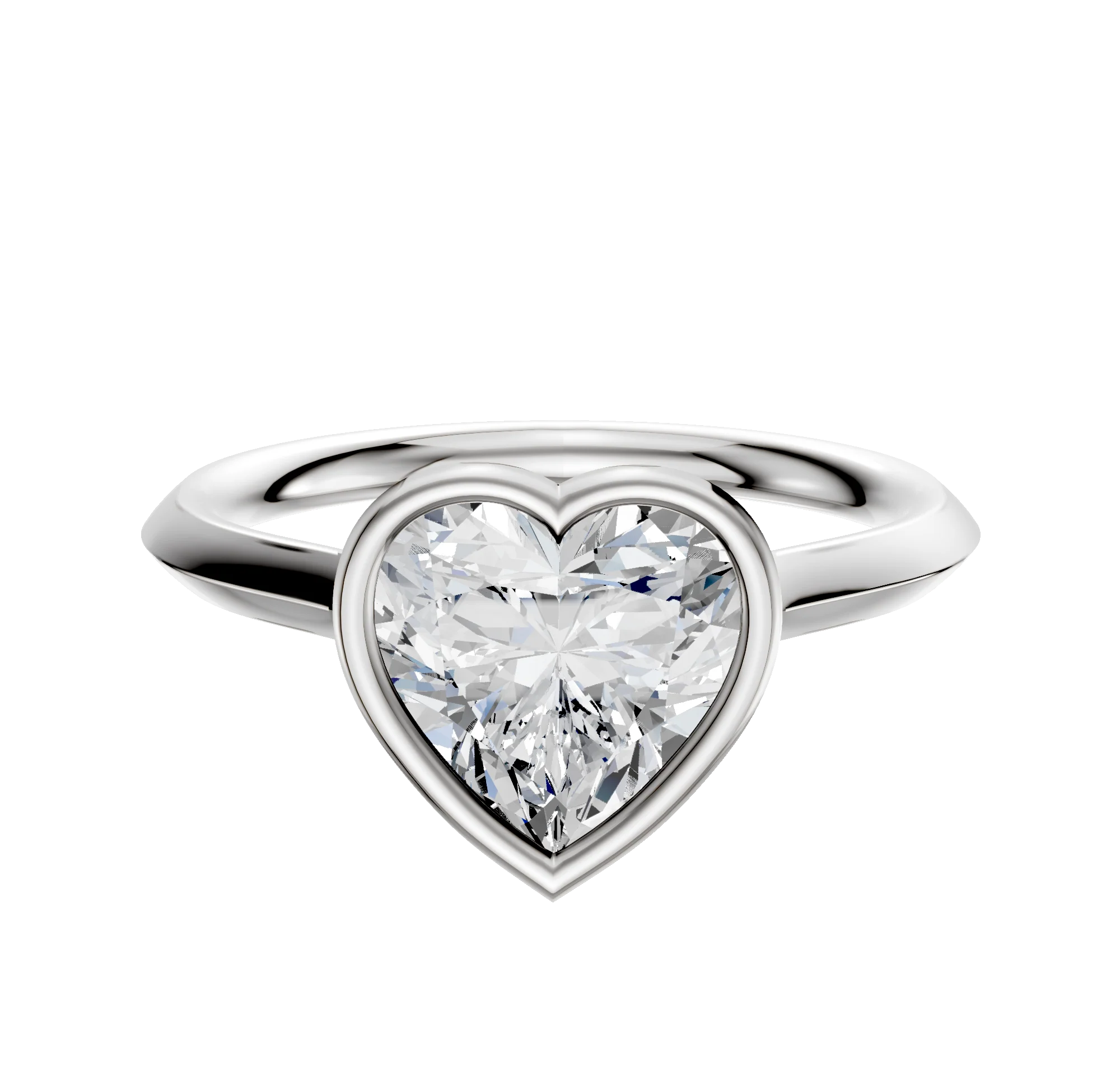 18K White Gold Bezel Full Bezel East/West Cathedral Knife Edge 2.0mm Engagement Ring