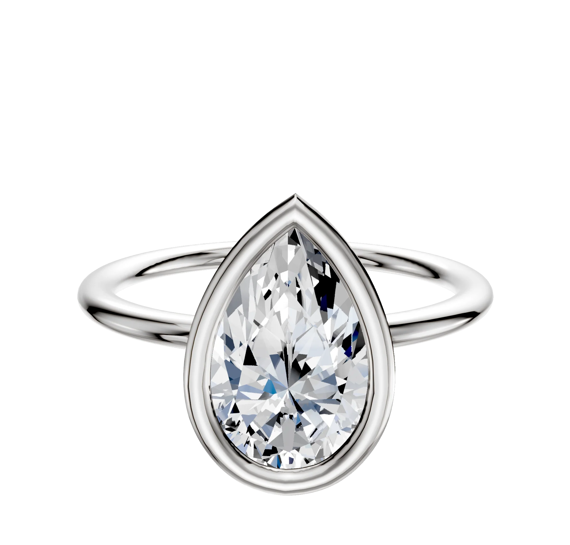 18K White Gold Bezel Full Bezel East/West Classic Dome 1.5mm Engagement Ring