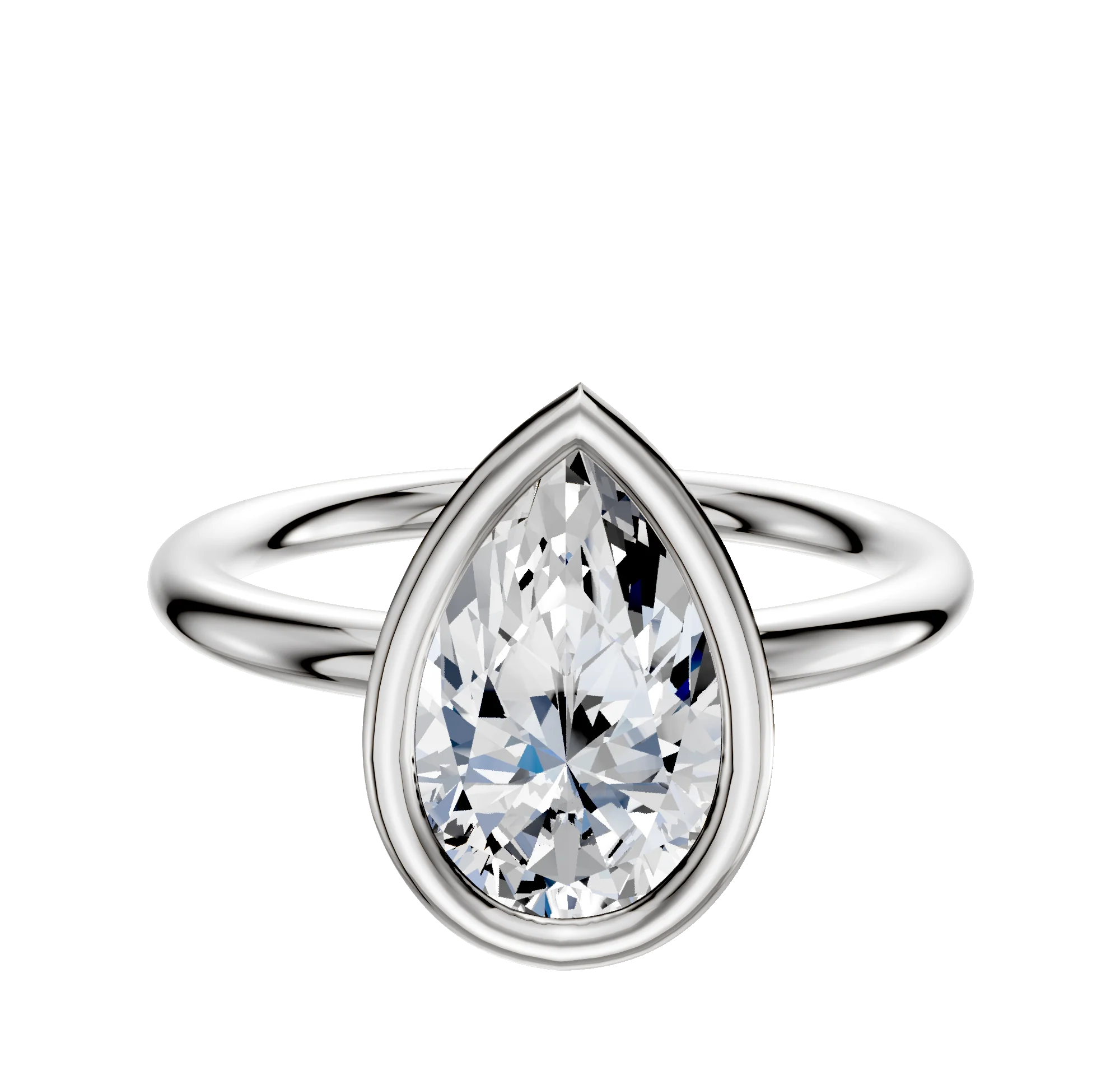 18K White Gold Bezel Full Bezel East/West Classic Dome 2.0mm Engagement Ring