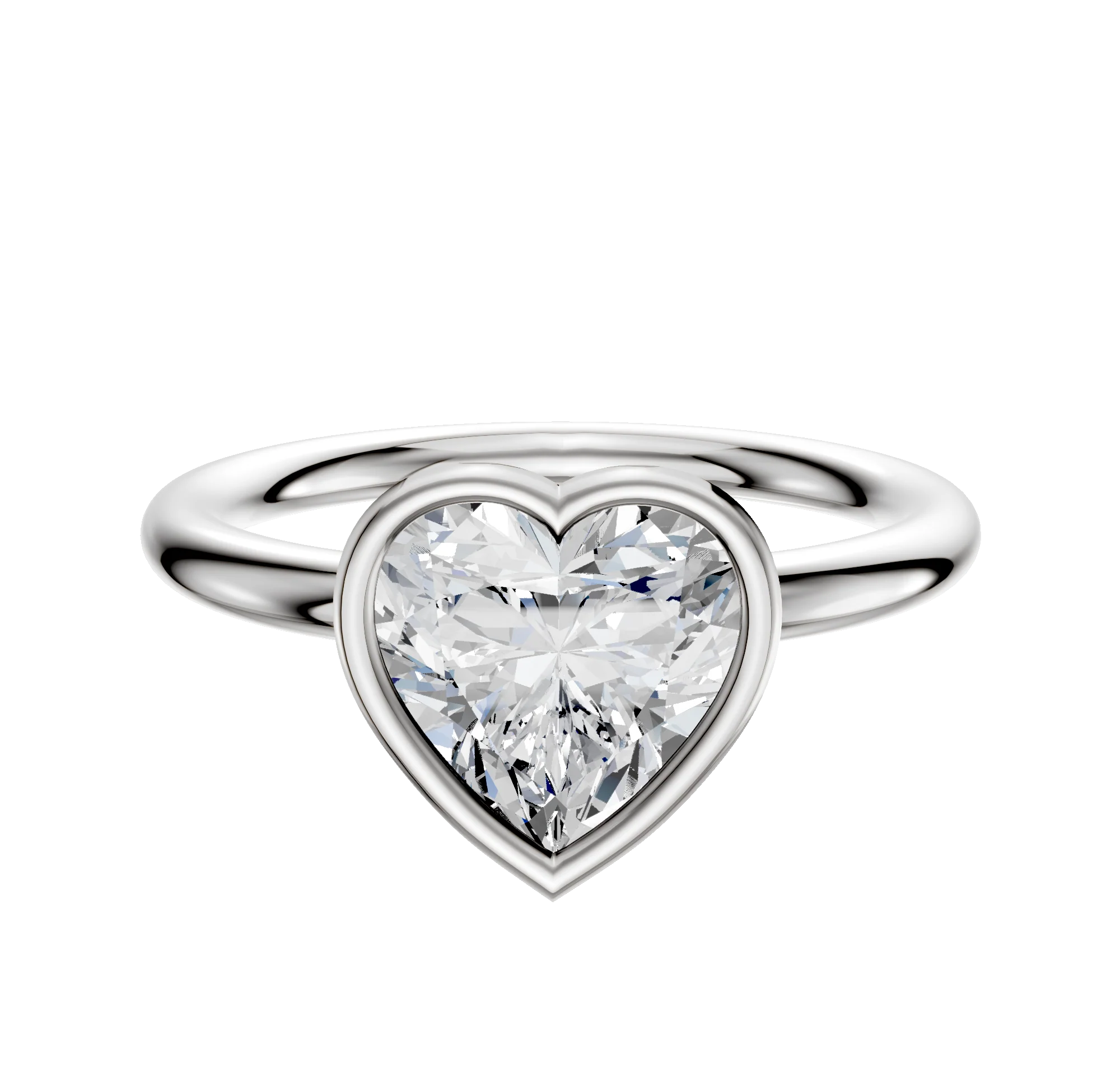 18K White Gold Bezel Full Bezel East/West Classic Dome 2.0mm Engagement Ring
