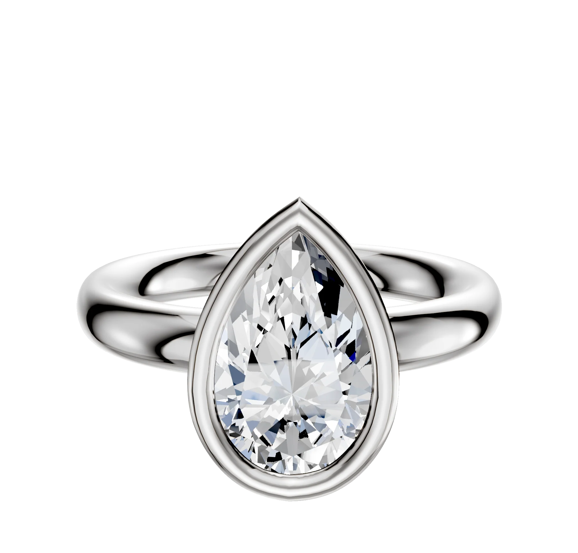 18K White Gold Bezel Full Bezel East/West Classic Dome 3.0mm Engagement Ring
