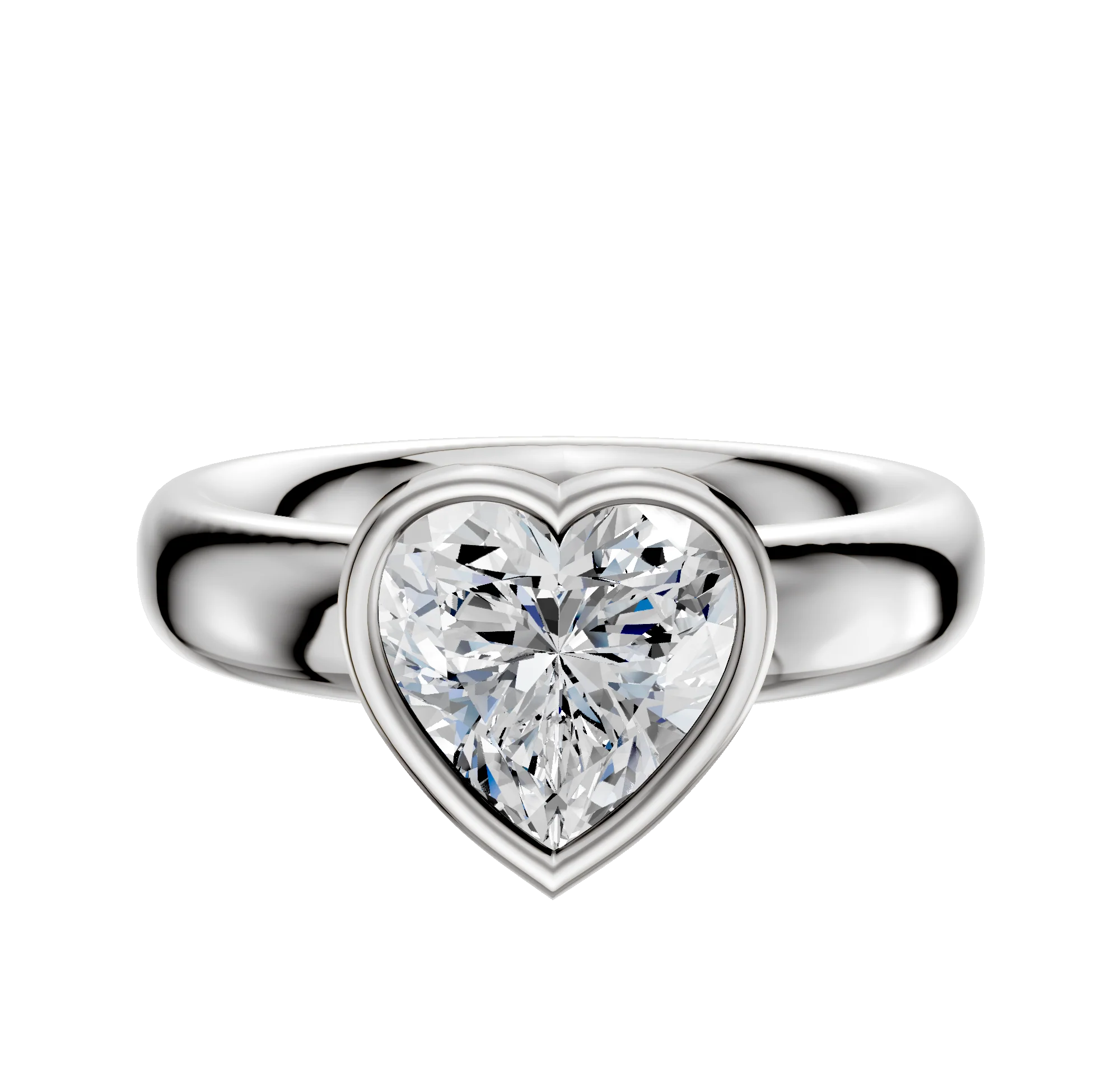 18K White Gold Bezel Full Bezel East/West Classic Dome 4.0mm Engagement Ring