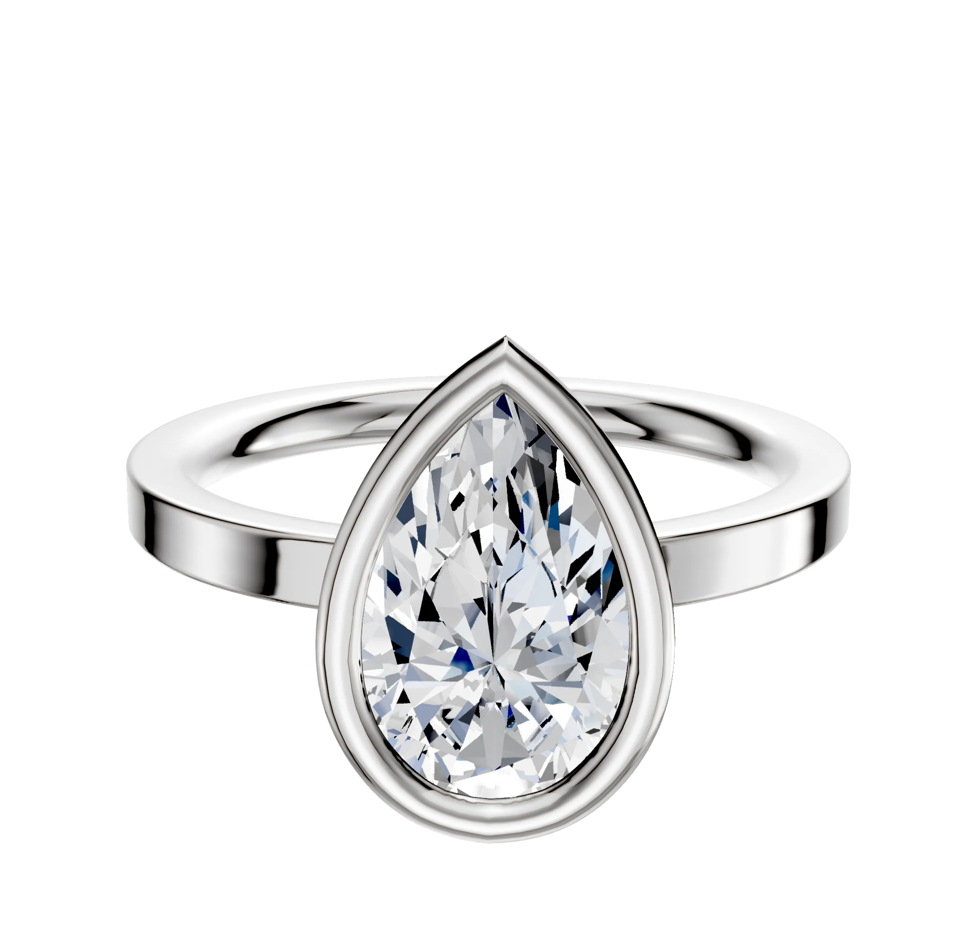 18K White Gold Bezel Full Bezel East/West Classic Flat 2.0mm Engagement Ring