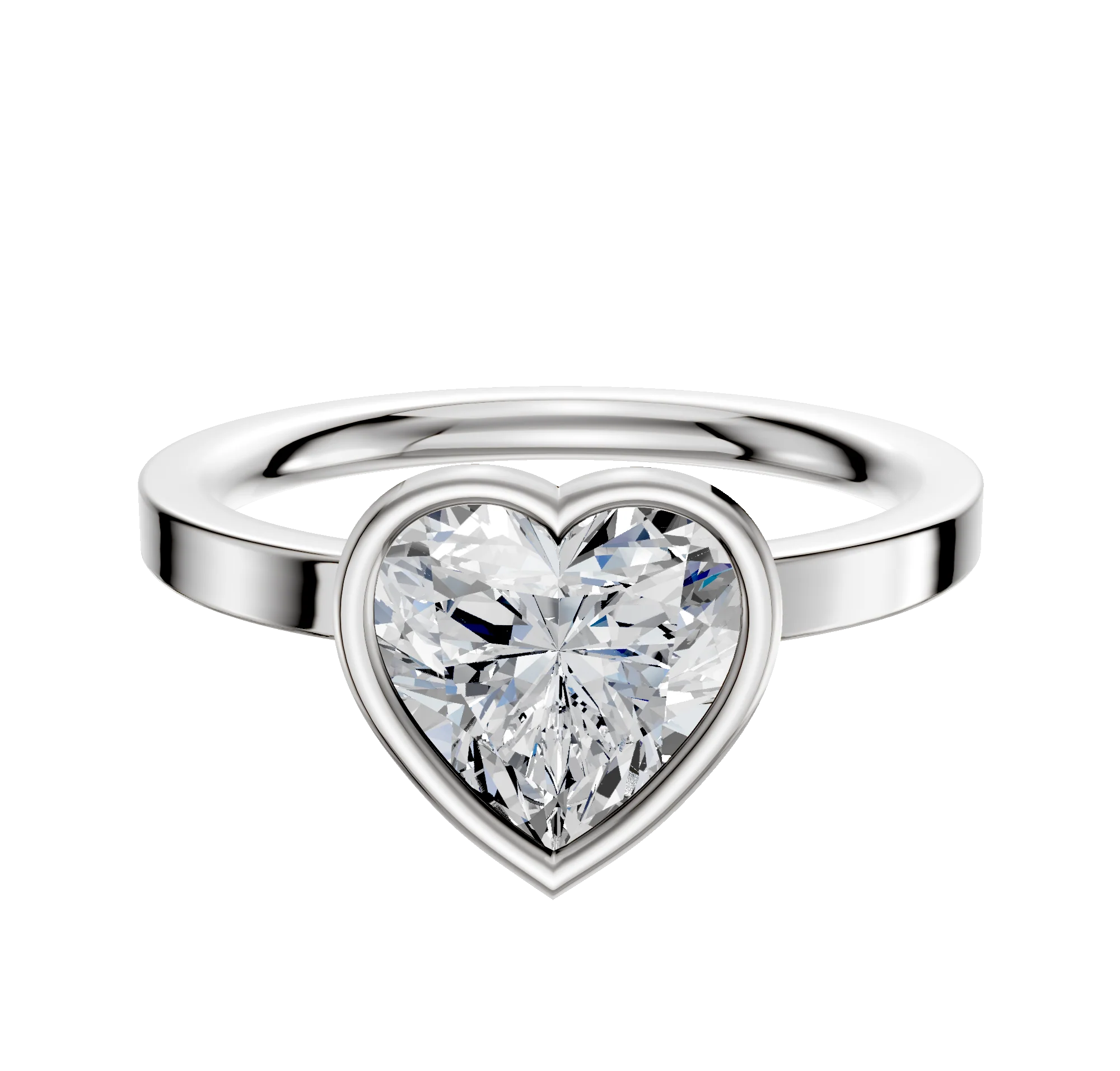 18K White Gold Bezel Full Bezel East/West Classic Flat 2.0mm Engagement Ring
