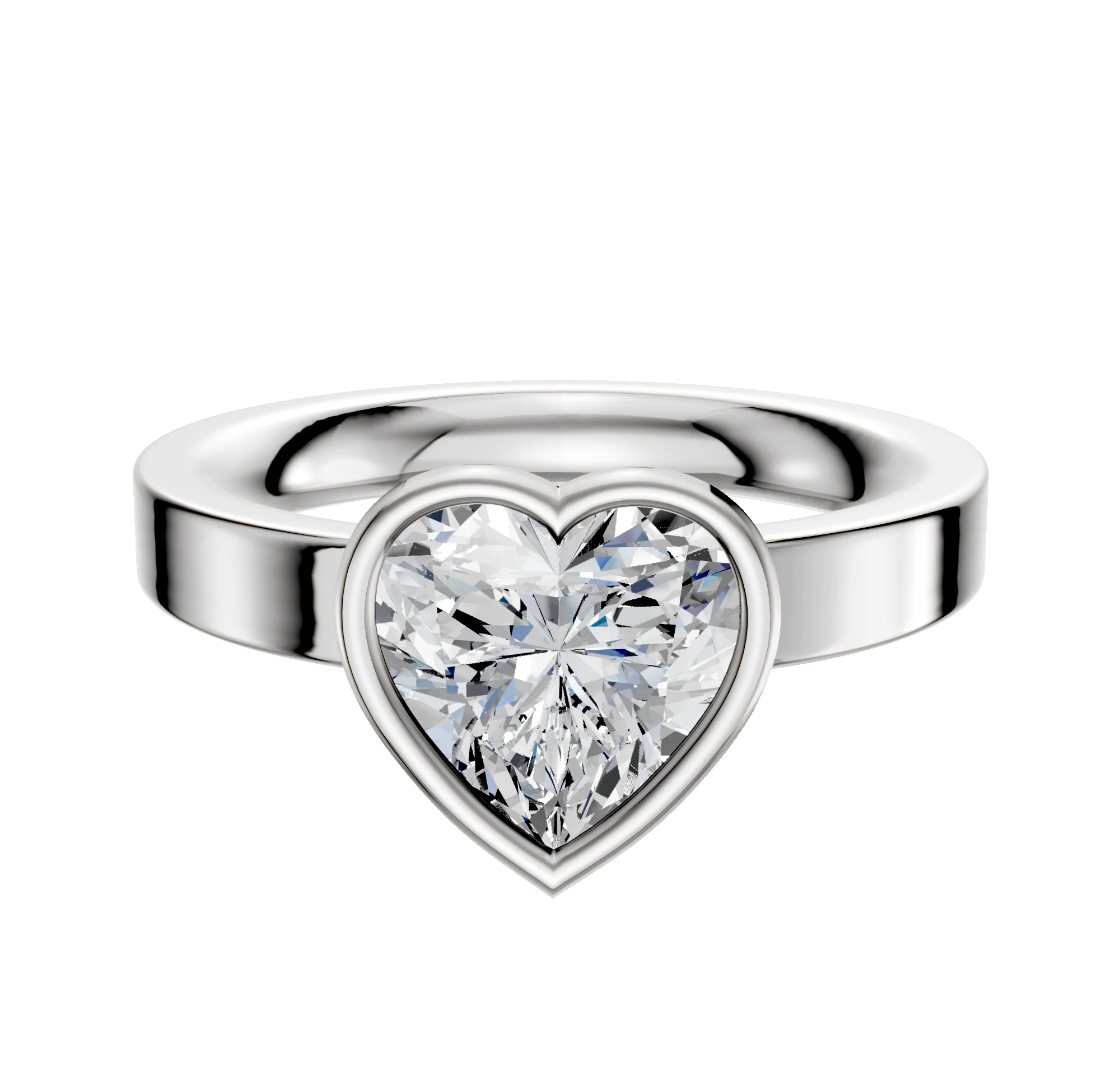 18K White Gold Bezel Full Bezel East/West Classic Flat 3.0mm Engagement Ring