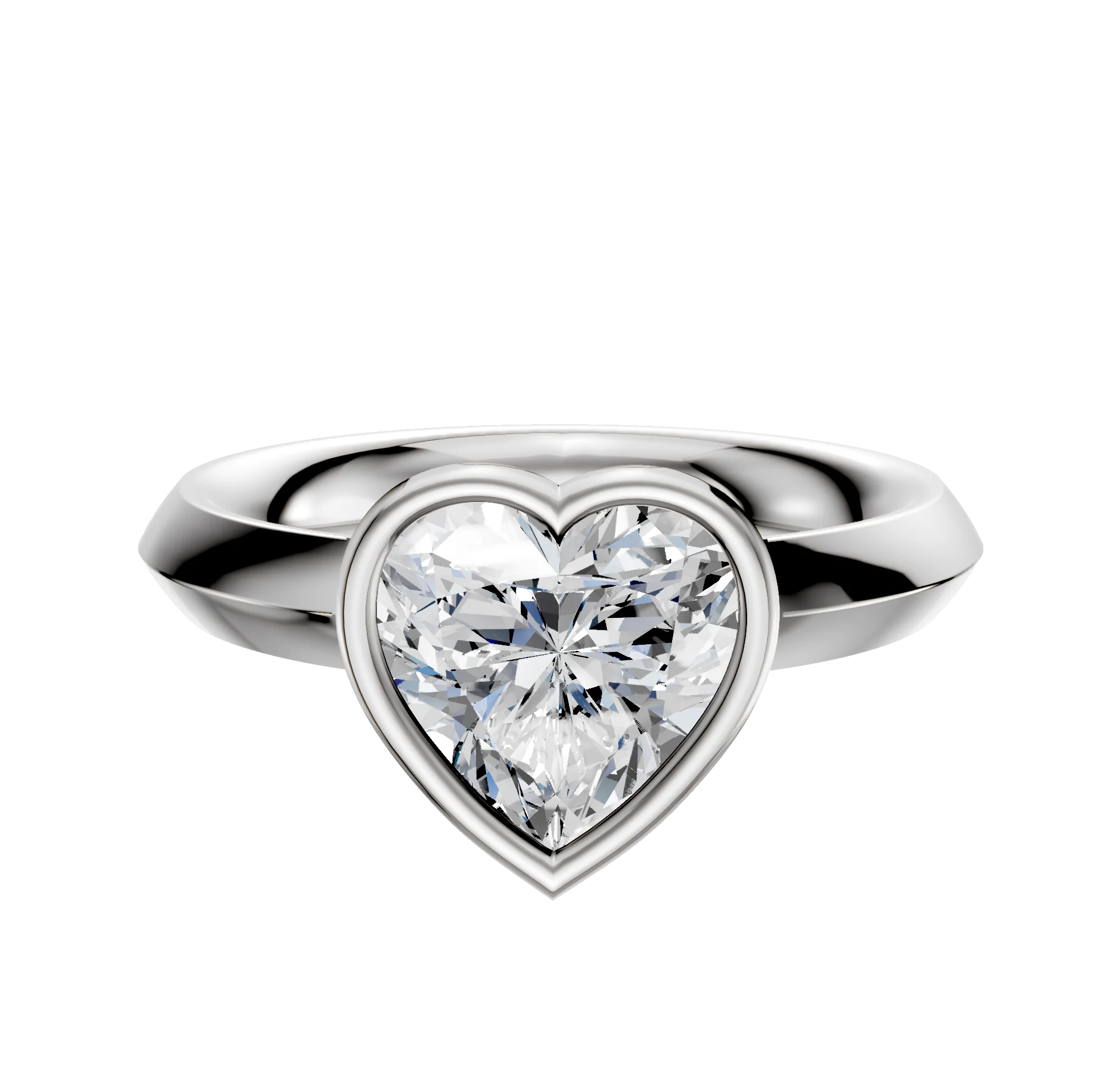 18K White Gold Bezel Full Bezel East/West Classic Knife Edge 3.0mm Engagement Ring