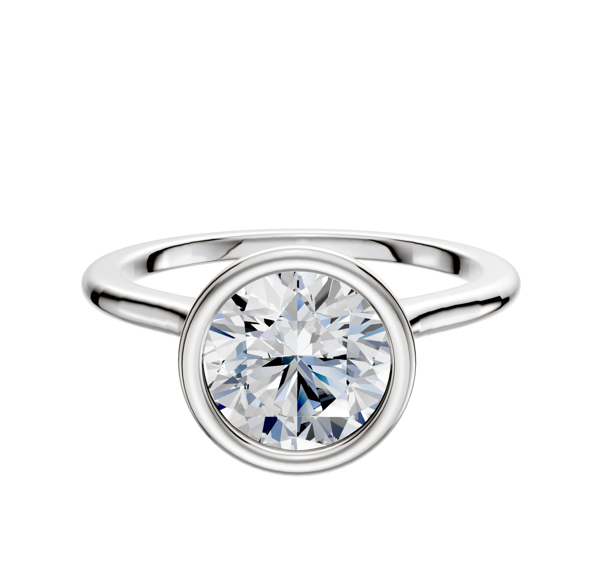 18K White Gold Bezel Full Bezel North/South Cathedral Dome 1.5mm Engagement Ring