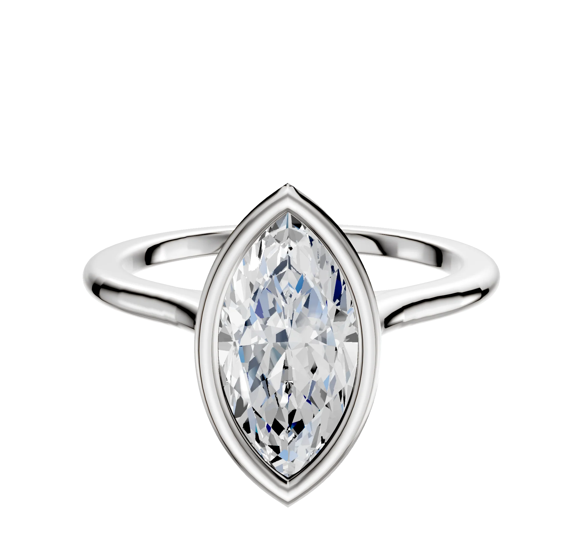 18K White Gold Bezel Full Bezel North/South Cathedral Dome 1.5mm Engagement Ring