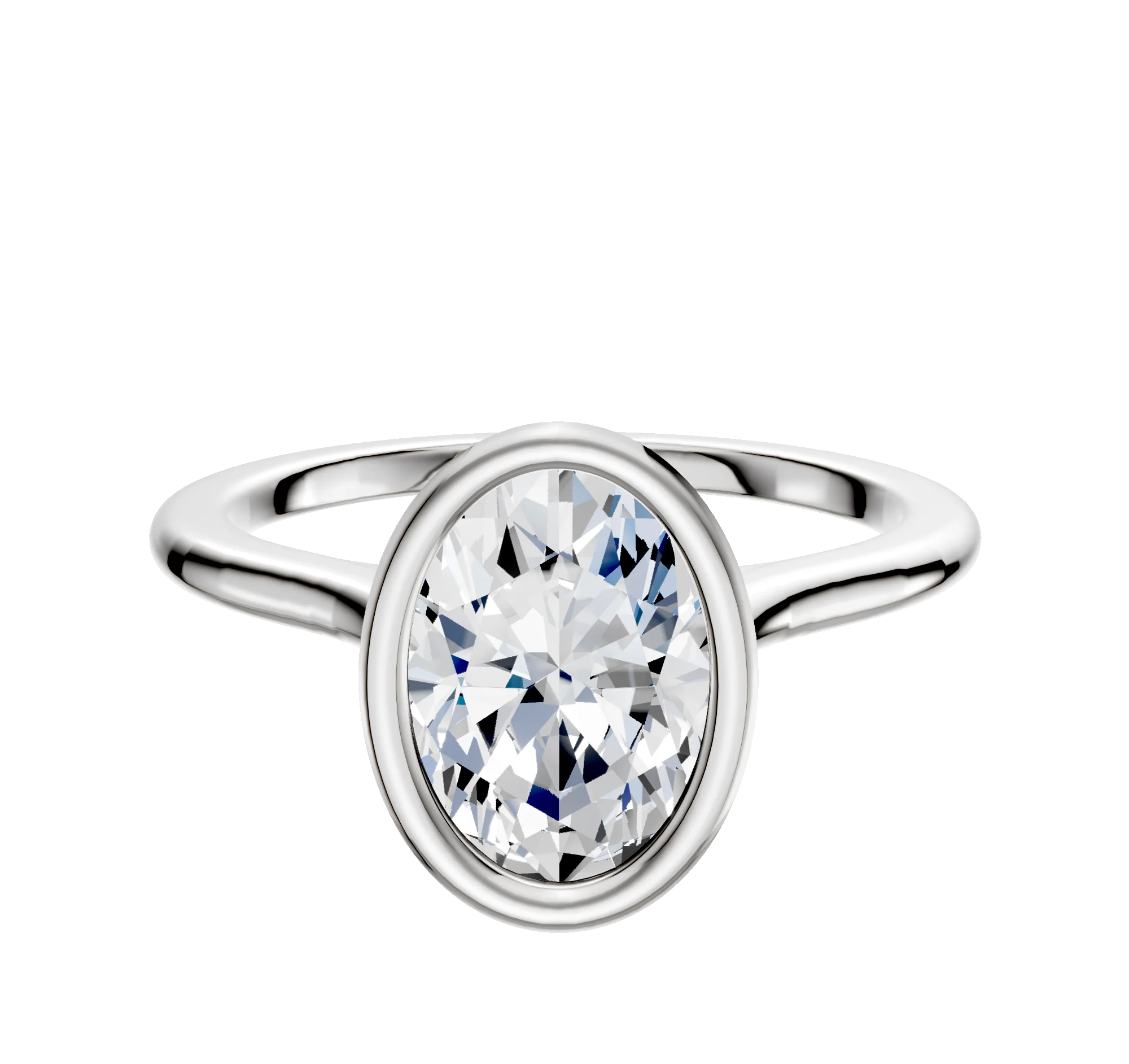 18K White Gold Bezel Full Bezel North/South Cathedral Dome 1.5mm Engagement Ring