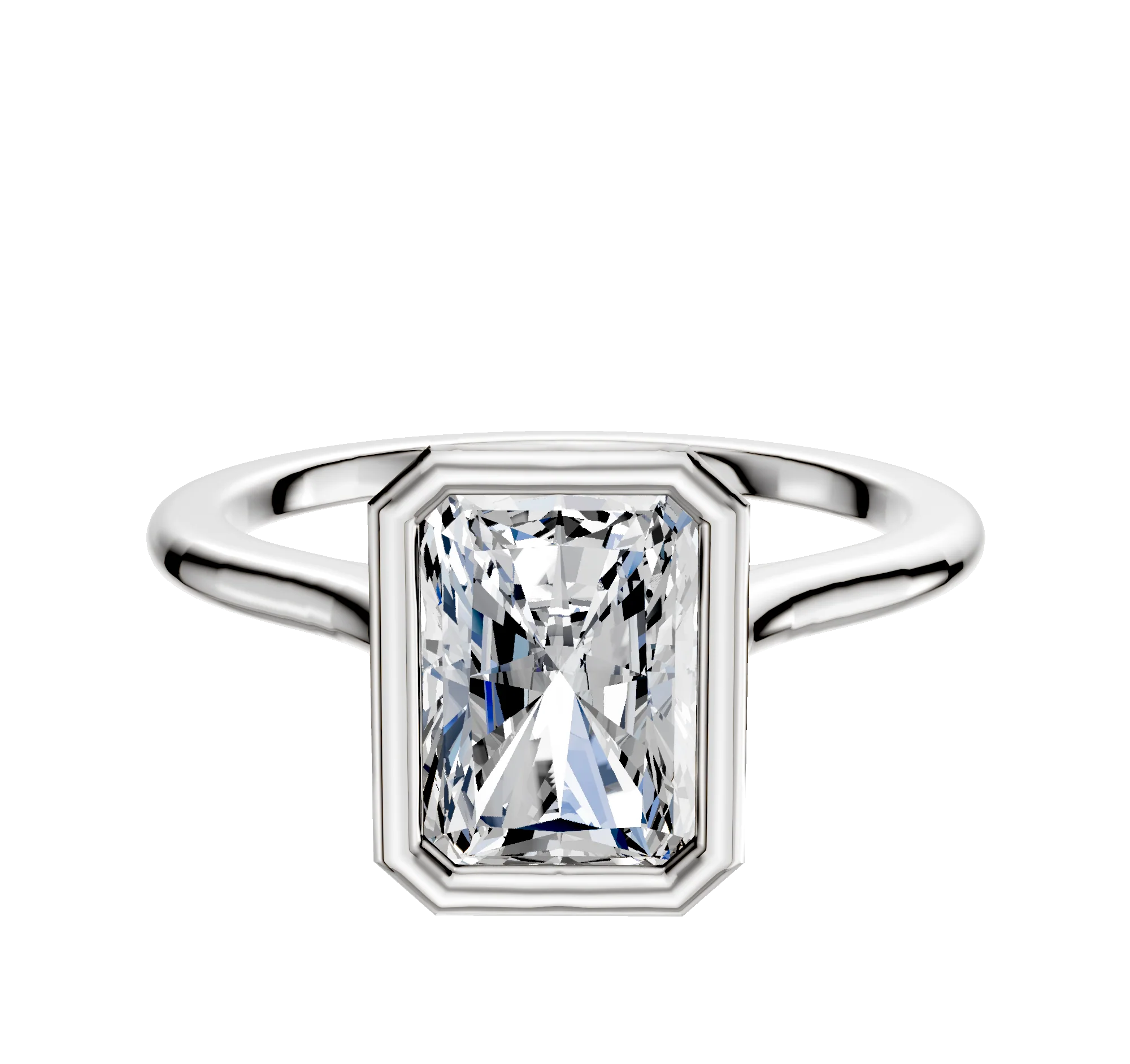 18K White Gold Bezel Full Bezel North/South Cathedral Dome 1.5mm Engagement Ring