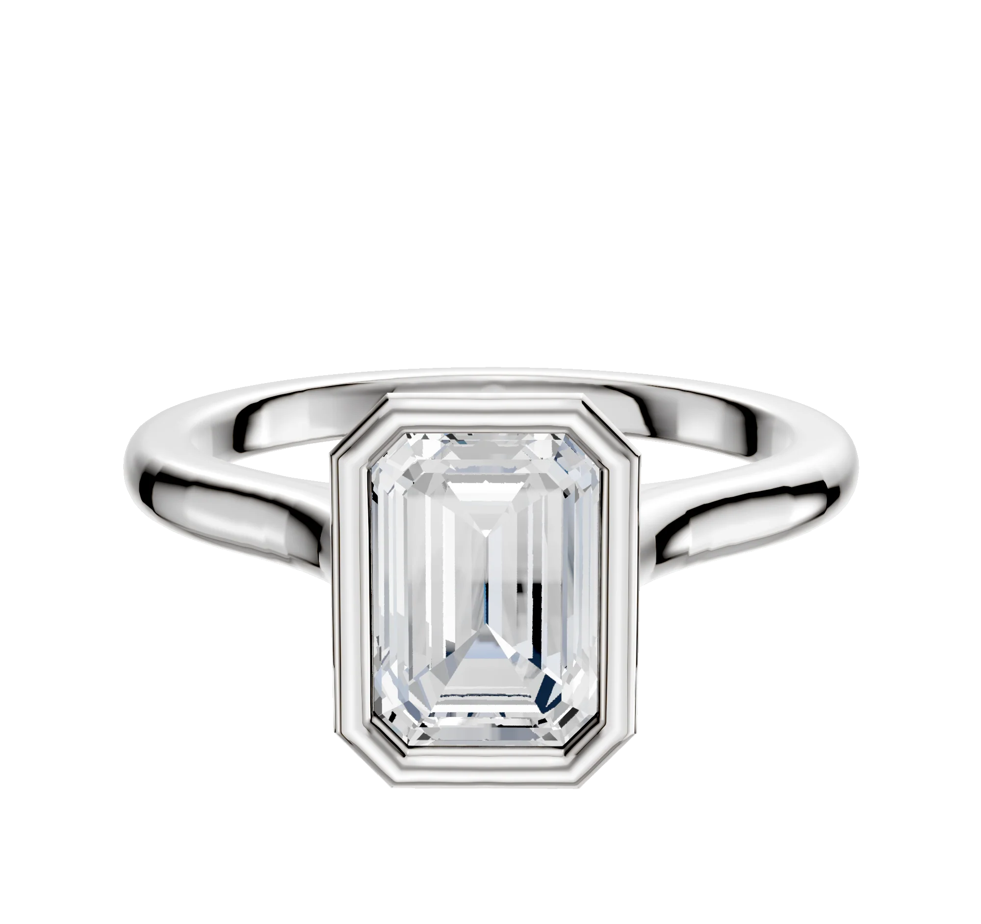 18K White Gold Bezel Full Bezel North/South Cathedral Dome 2.0mm Engagement Ring