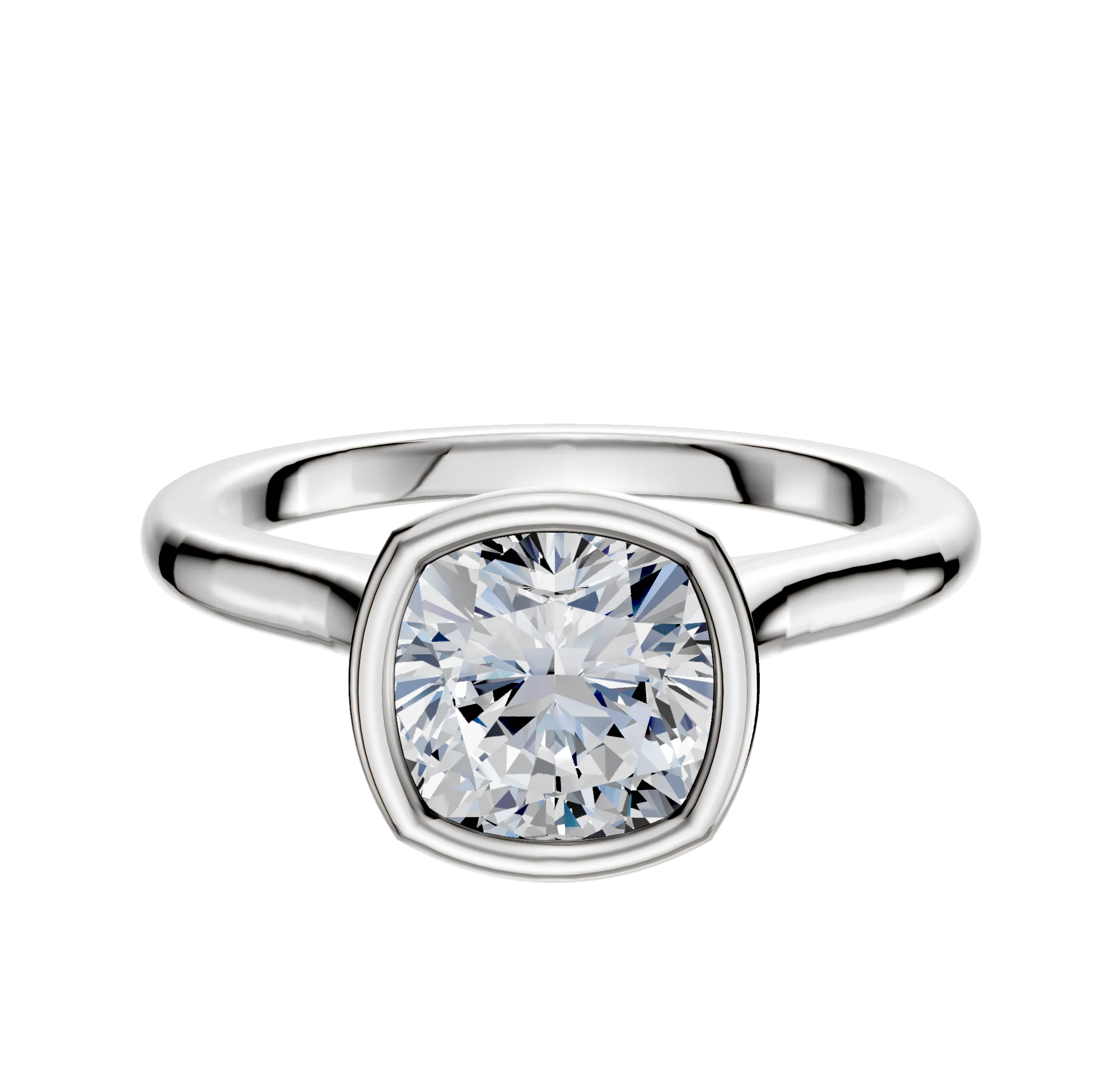 18K White Gold Bezel Full Bezel North/South Cathedral Dome 2.0mm Engagement Ring