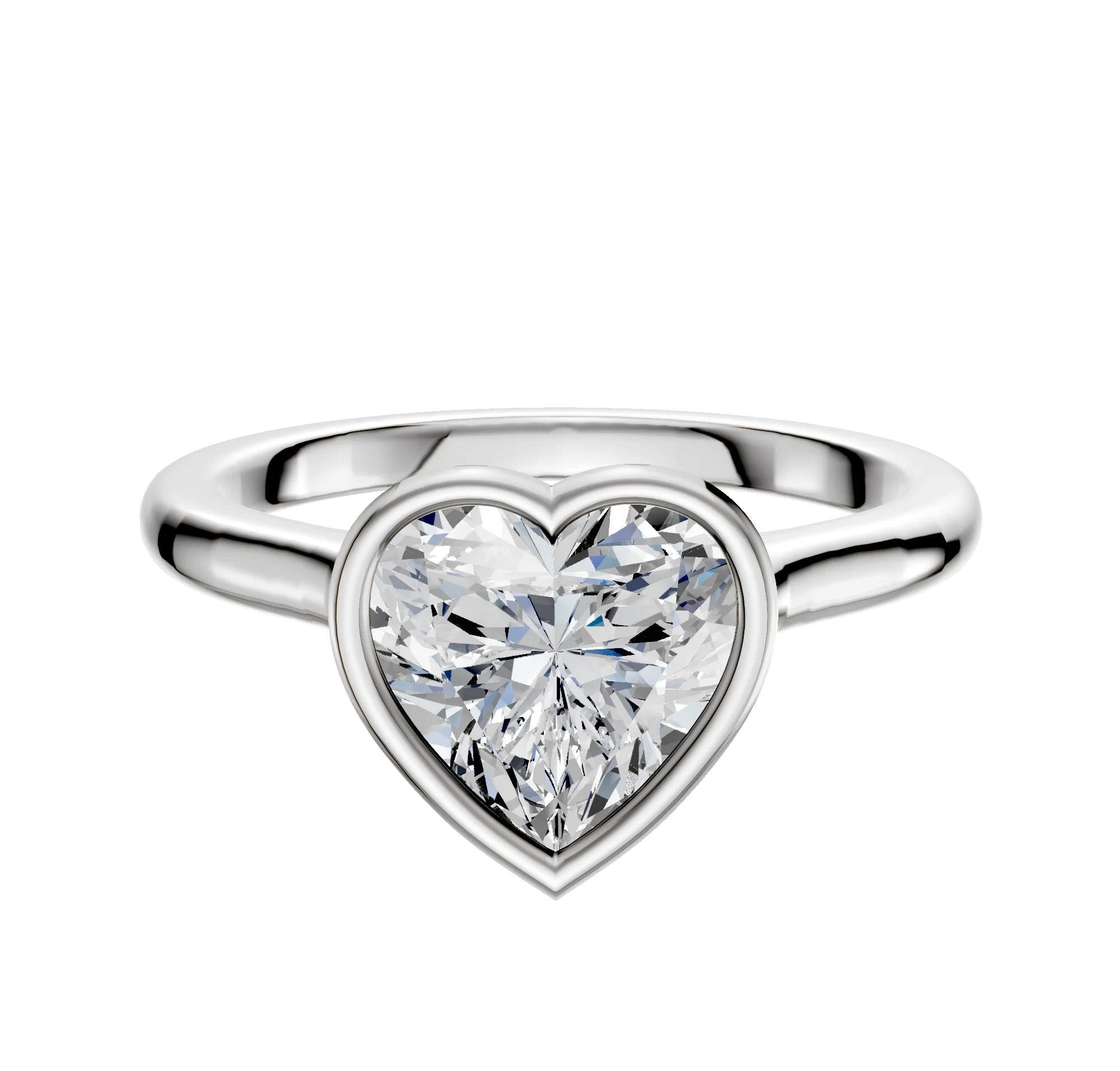18K White Gold Bezel Full Bezel North/South Cathedral Dome 2.0mm Engagement Ring