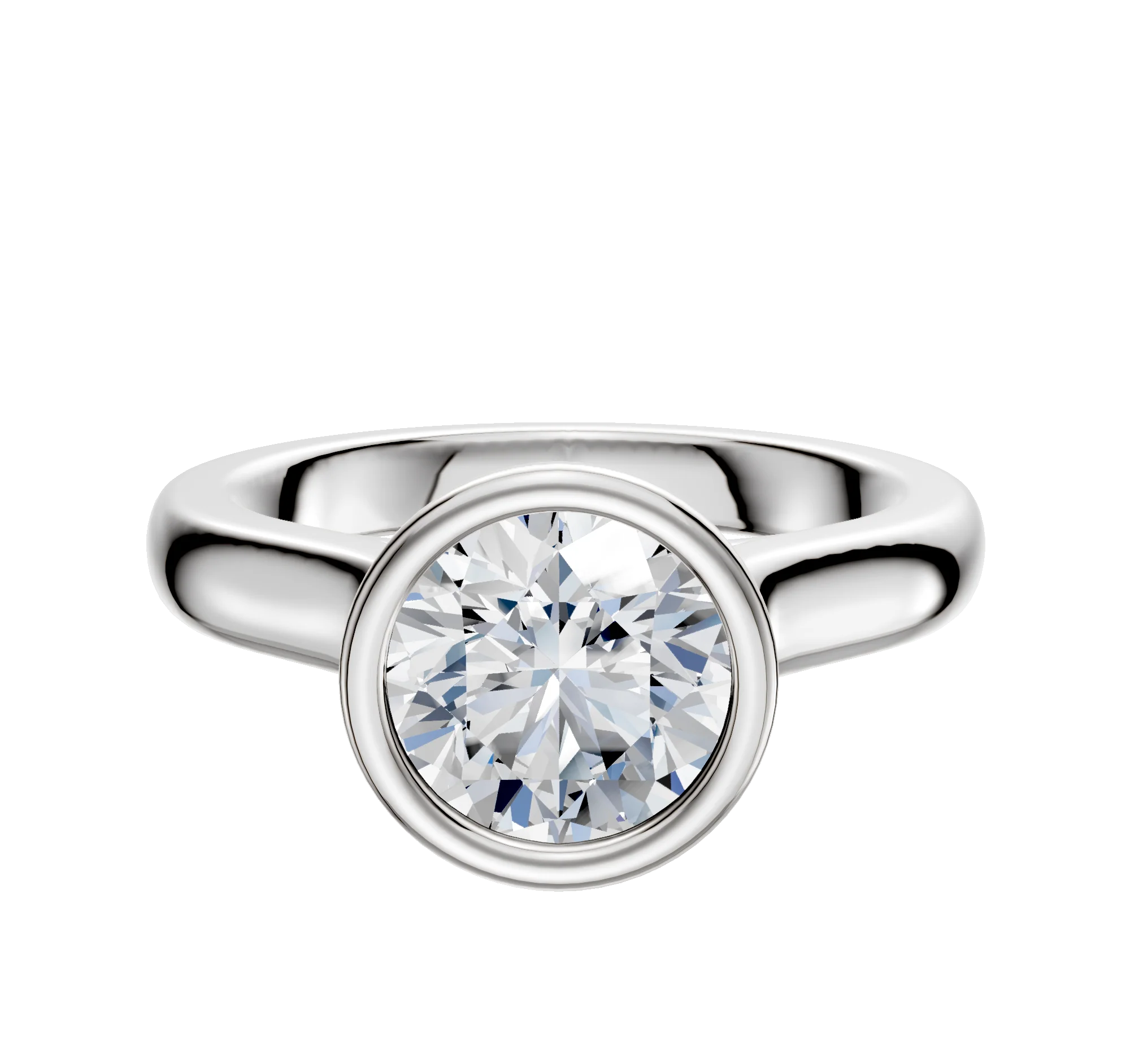 18K White Gold Bezel Full Bezel North/South Cathedral Dome 3.0mm Engagement Ring