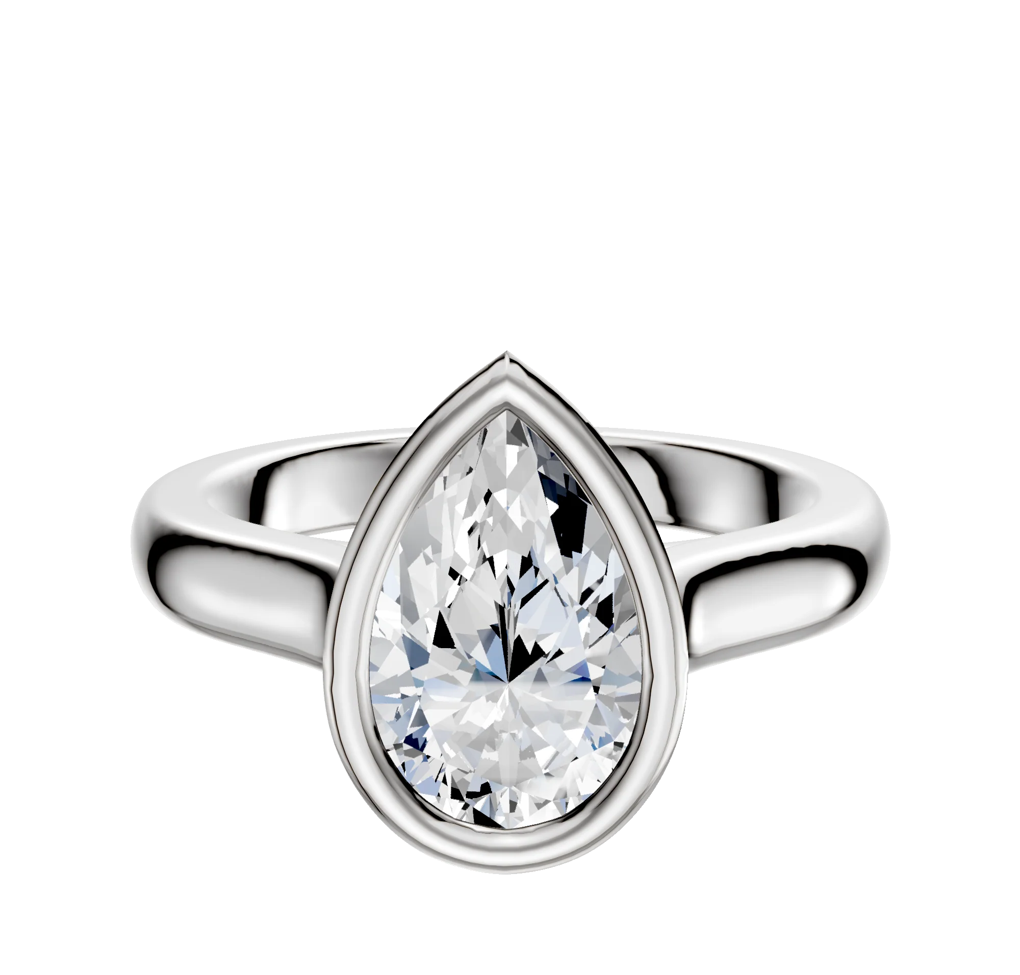 18K White Gold Bezel Full Bezel North/South Cathedral Dome 3.0mm Engagement Ring
