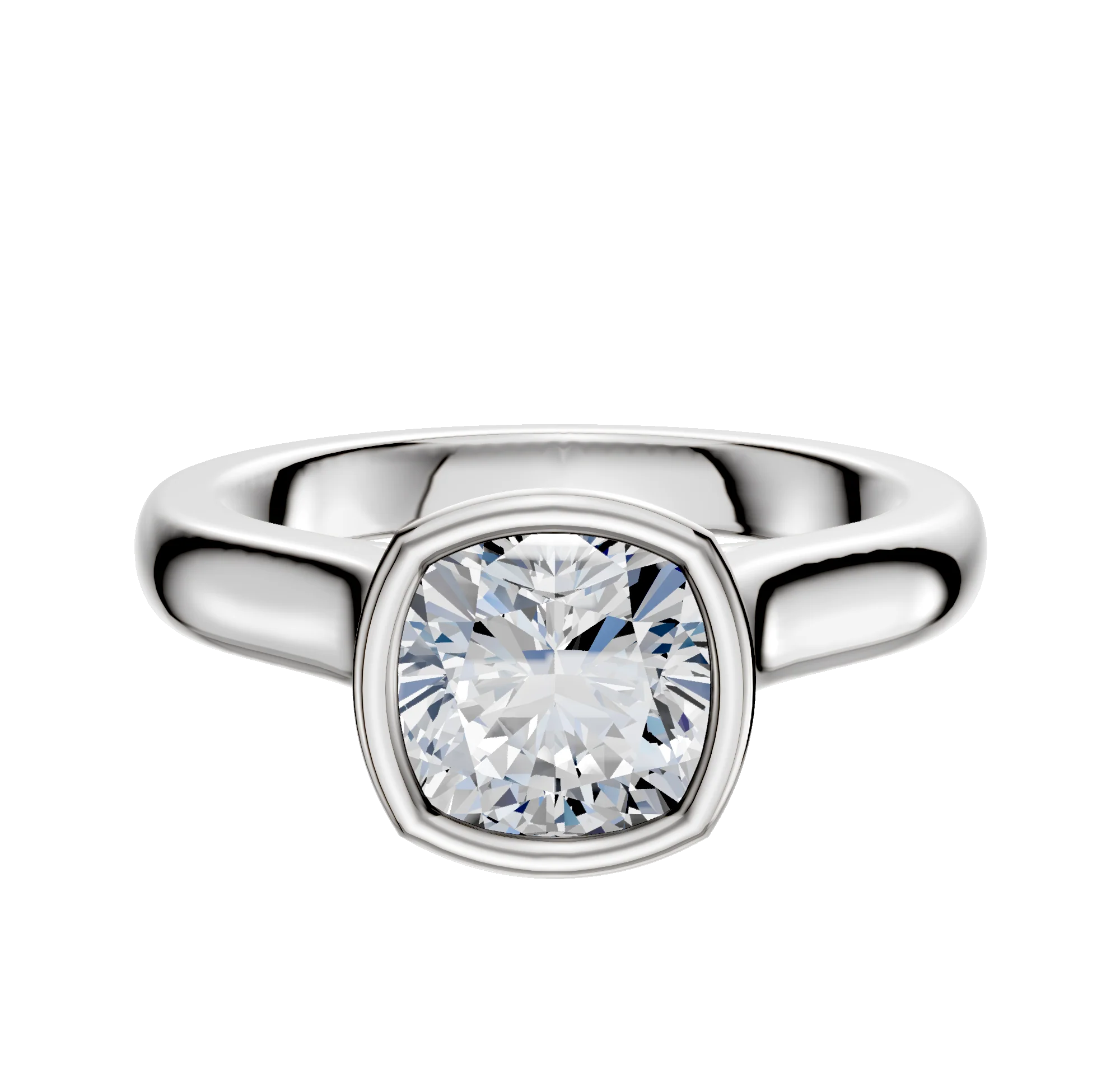 18K White Gold Bezel Full Bezel North/South Cathedral Dome 3.0mm Engagement Ring