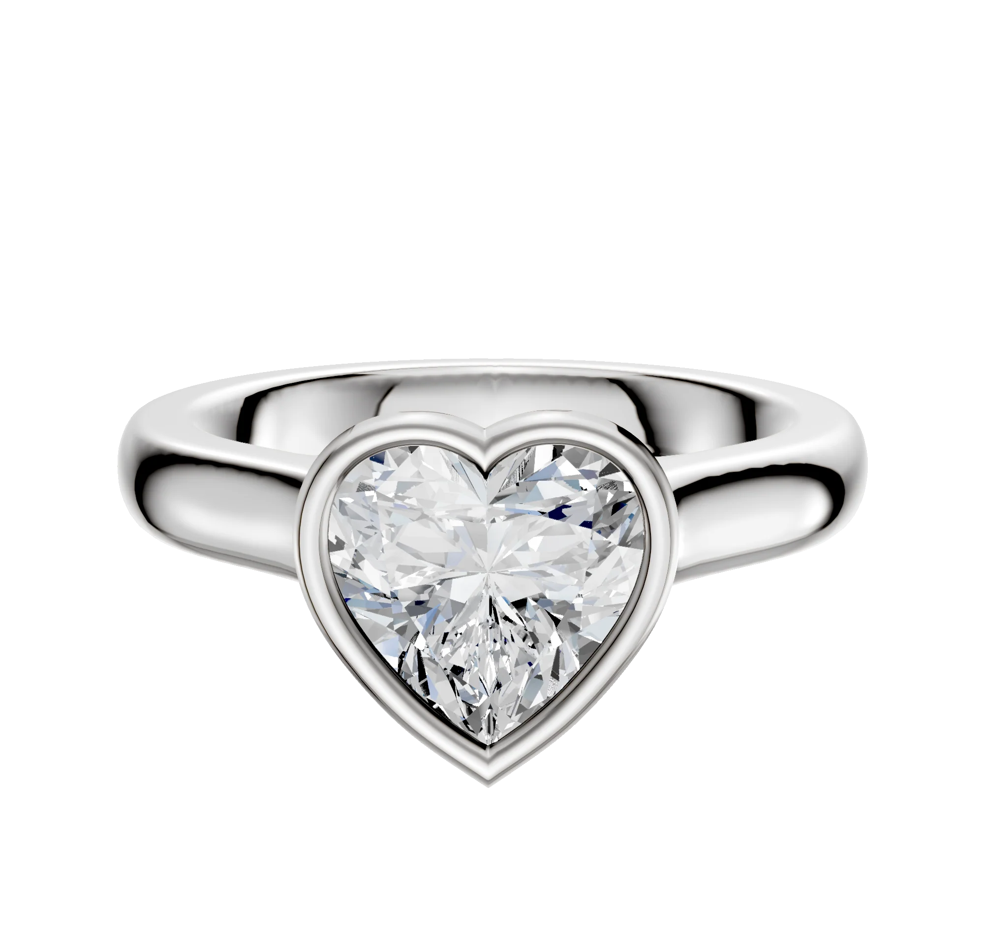 18K White Gold Bezel Full Bezel North/South Cathedral Dome 3.0mm Engagement Ring