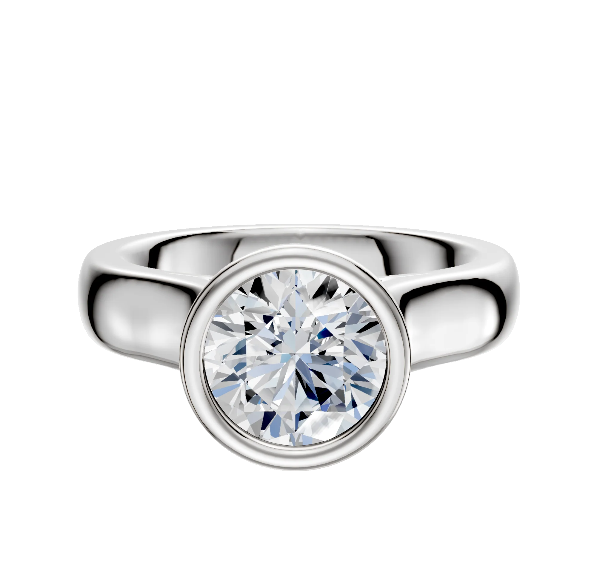 18K White Gold Bezel Full Bezel North/South Cathedral Dome 4.0mm Engagement Ring